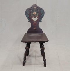 Vintage Swiss/German Carved and Painted Board Chair