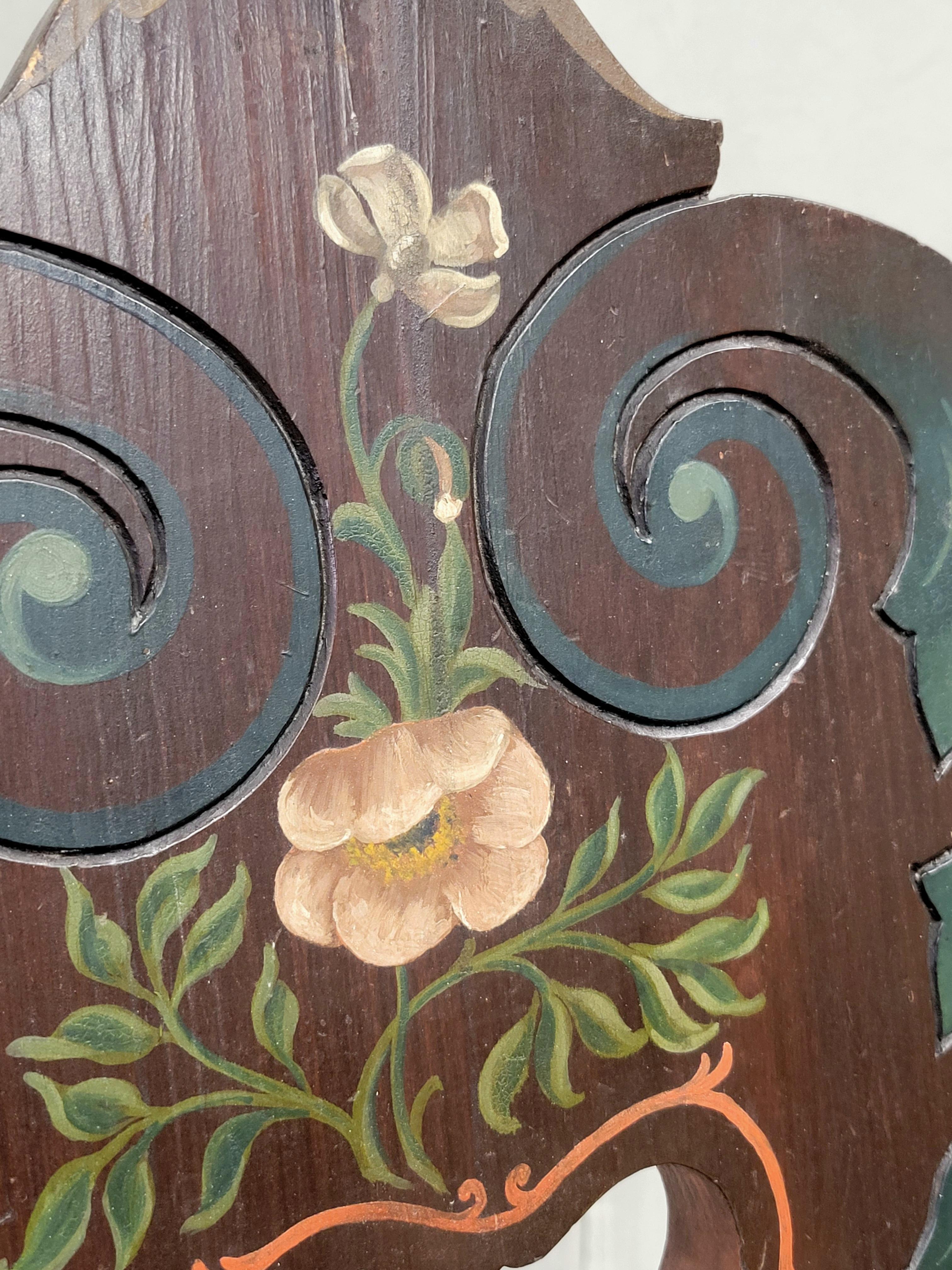 Hand-Crafted Vintage Swiss/German Carved and Painted Board Chair For Sale