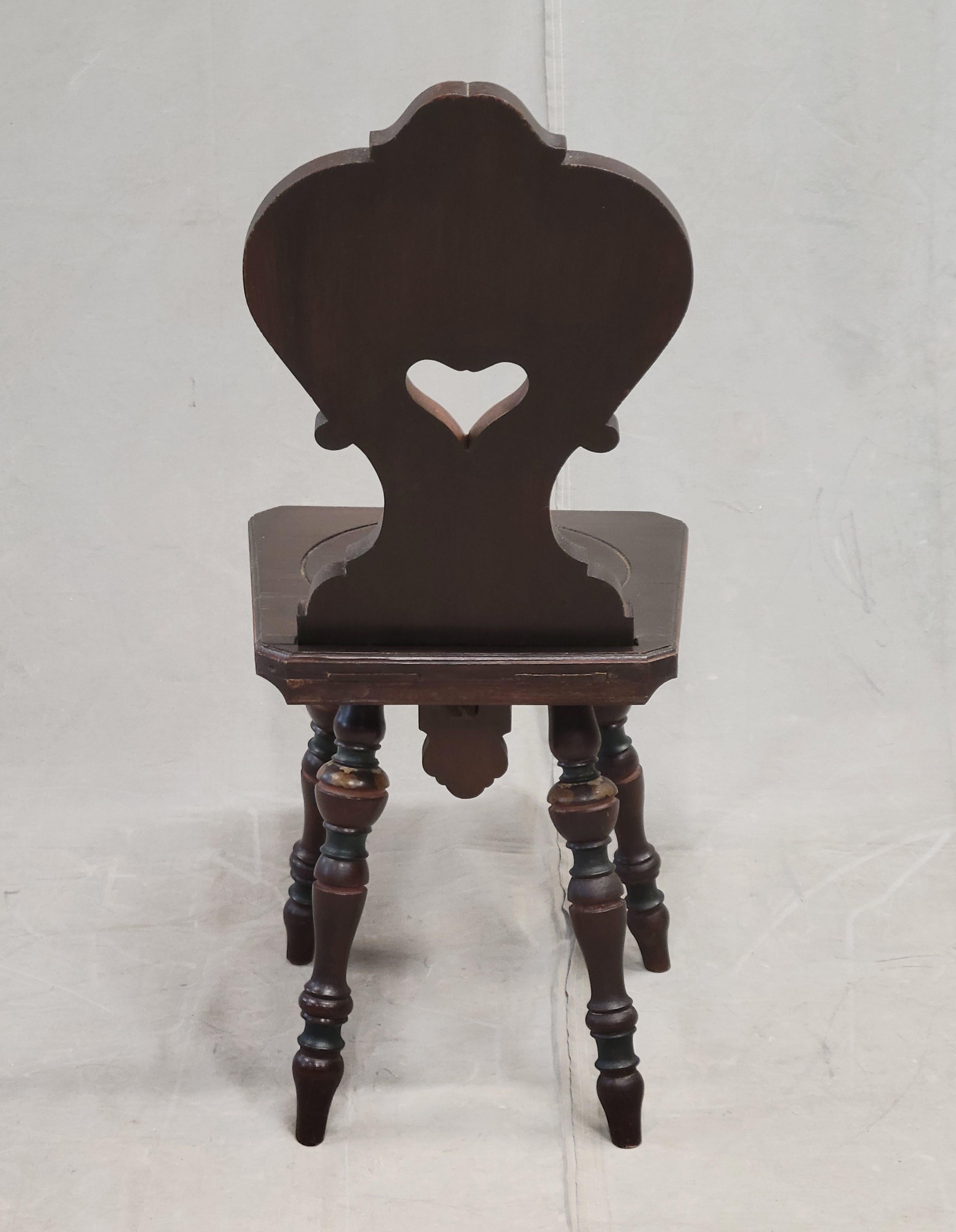 Vintage Swiss/German Carved and Painted Board Chair For Sale 2