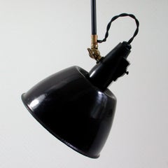 Vintage Swiss Industrial Bauhaus Enamel and Brass Pendant by Belmag, 1930s