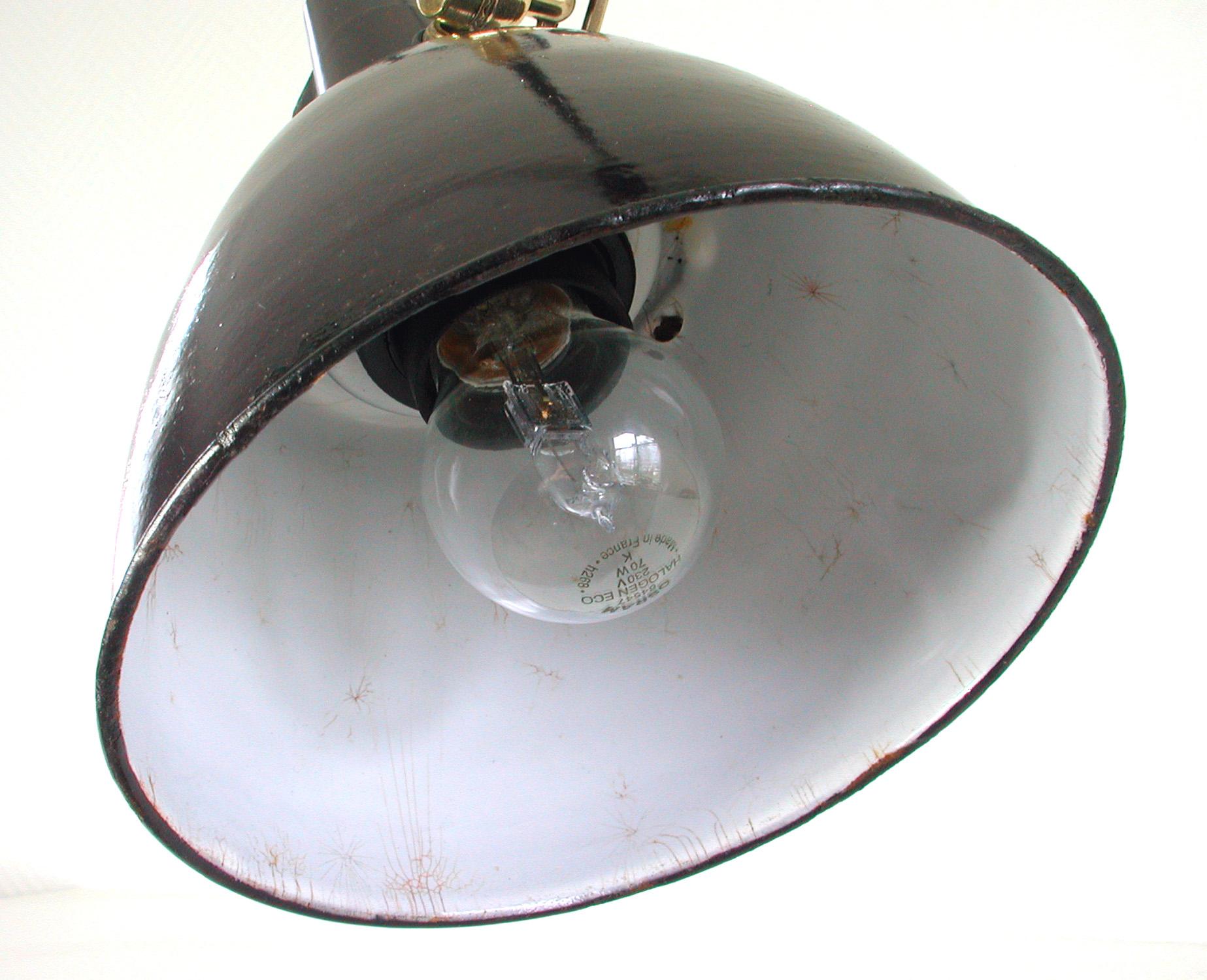 Vintage Swiss Industrial Bauhaus Enamel and Brass Pendant by Belmag, 1930s For Sale 4