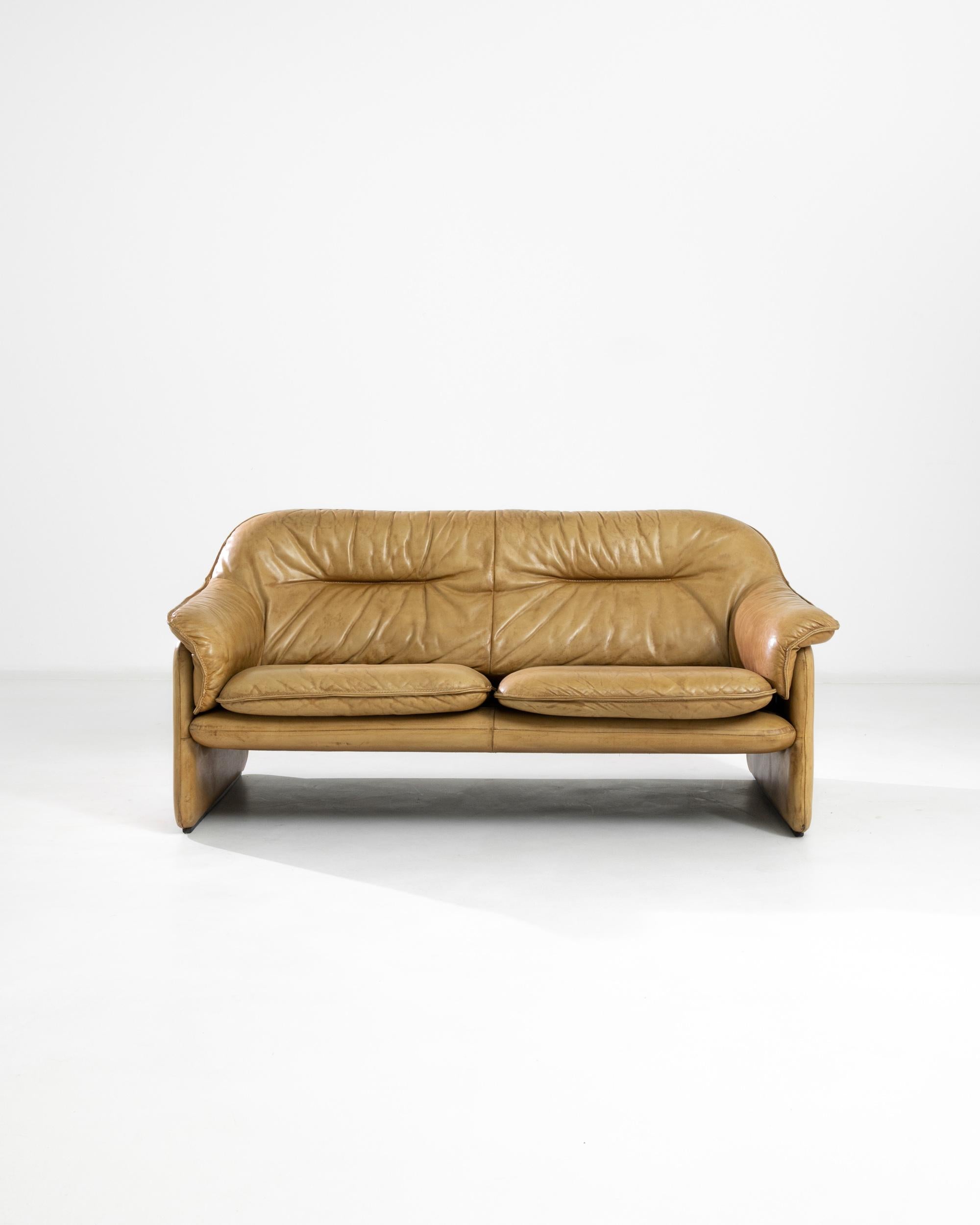 Late 20th Century Vintage Swiss Leather Loveseat by De Sede