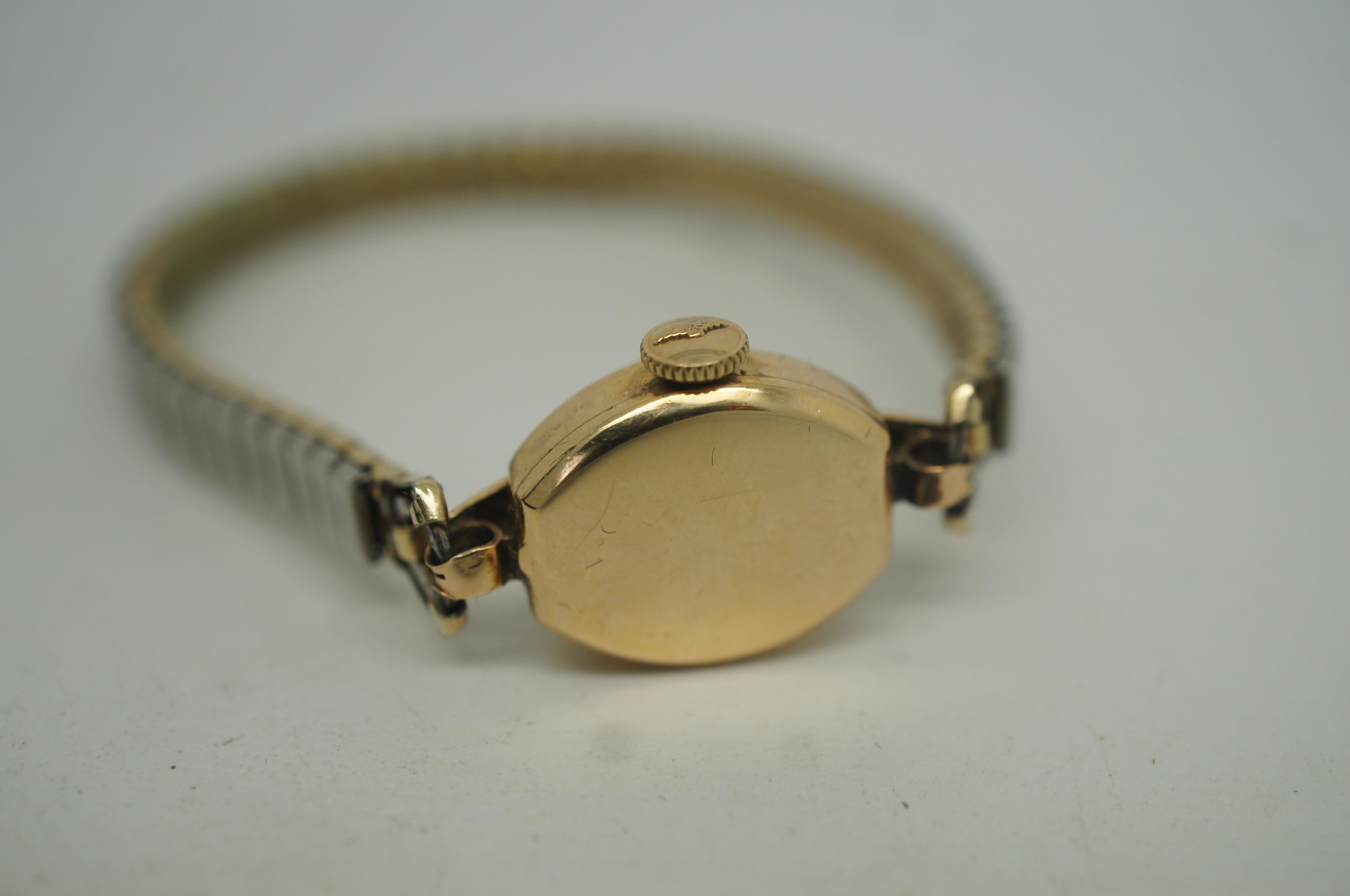 Vintage Swiss Longines 14k Gold Ladies Wrist Watch 17 Jewels Speidel Band 1