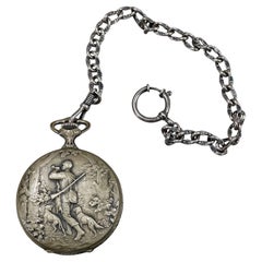 Used Swiss Made Comtoise Pocket Watch with Hunters Motives