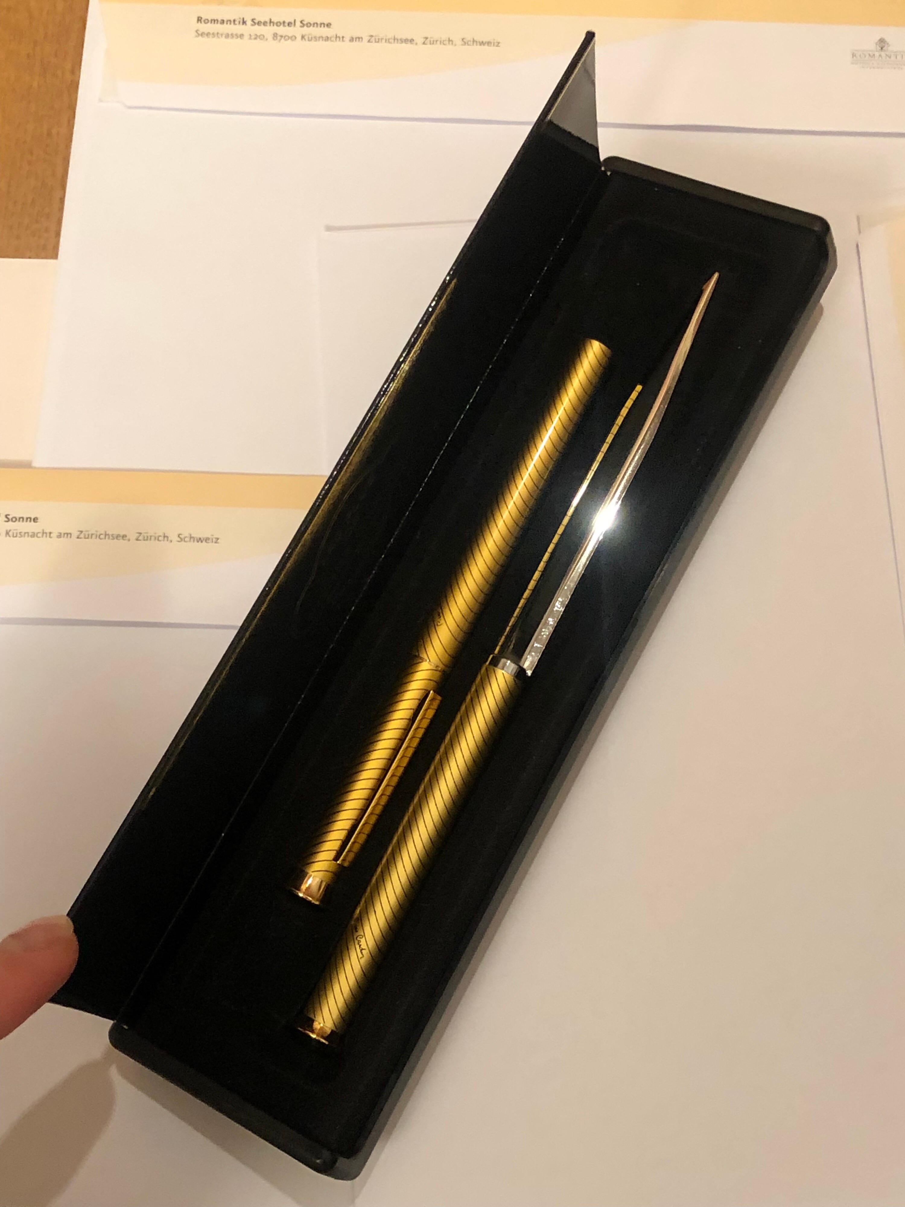 Vintage Swiss Made Pierre Cardin Füllfederhalter Brief Messer Gold Tone 2