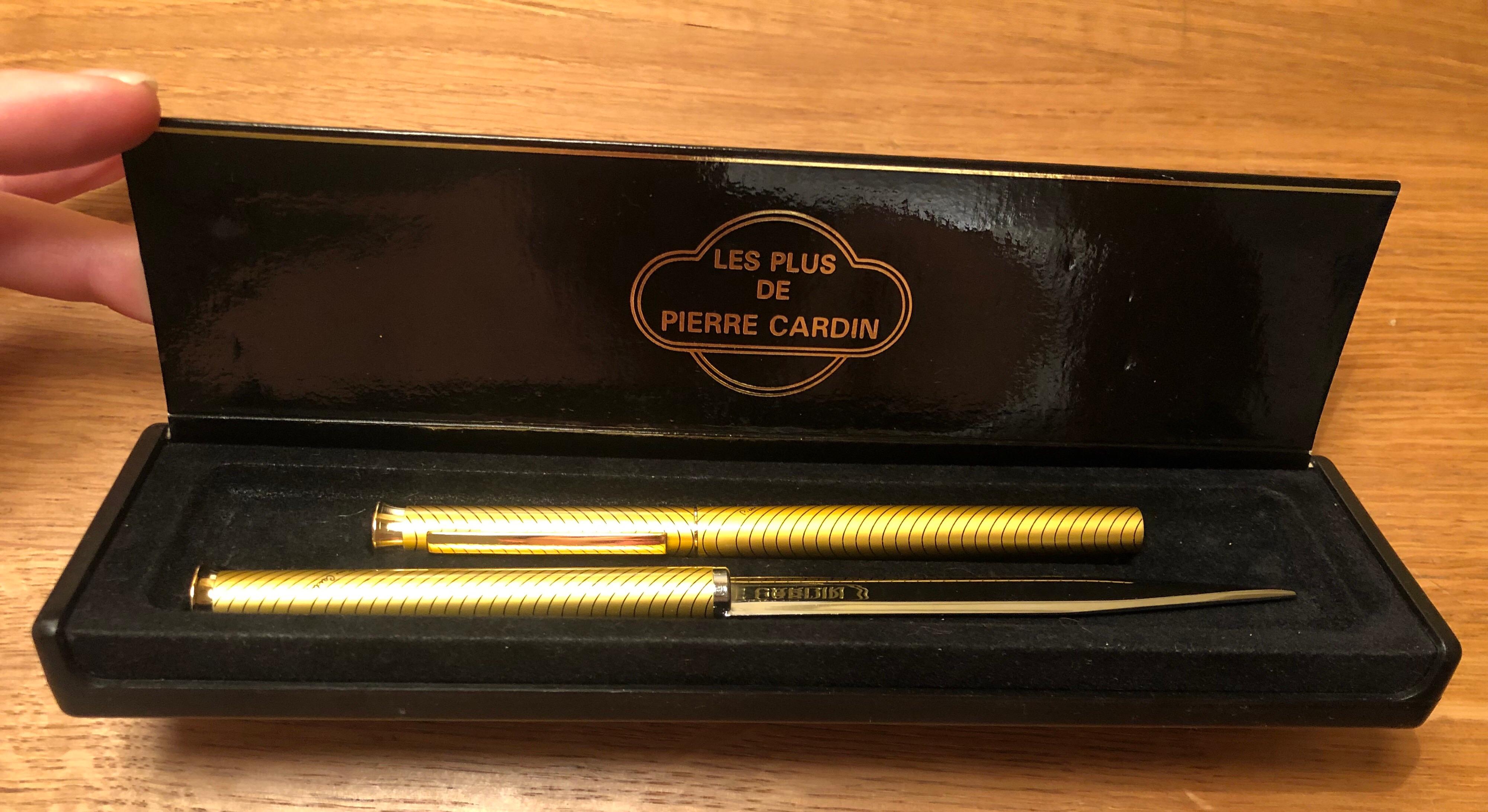 Vintage Swiss Made Pierre Cardin Füllfederhalter Brief Messer Gold Tone 3