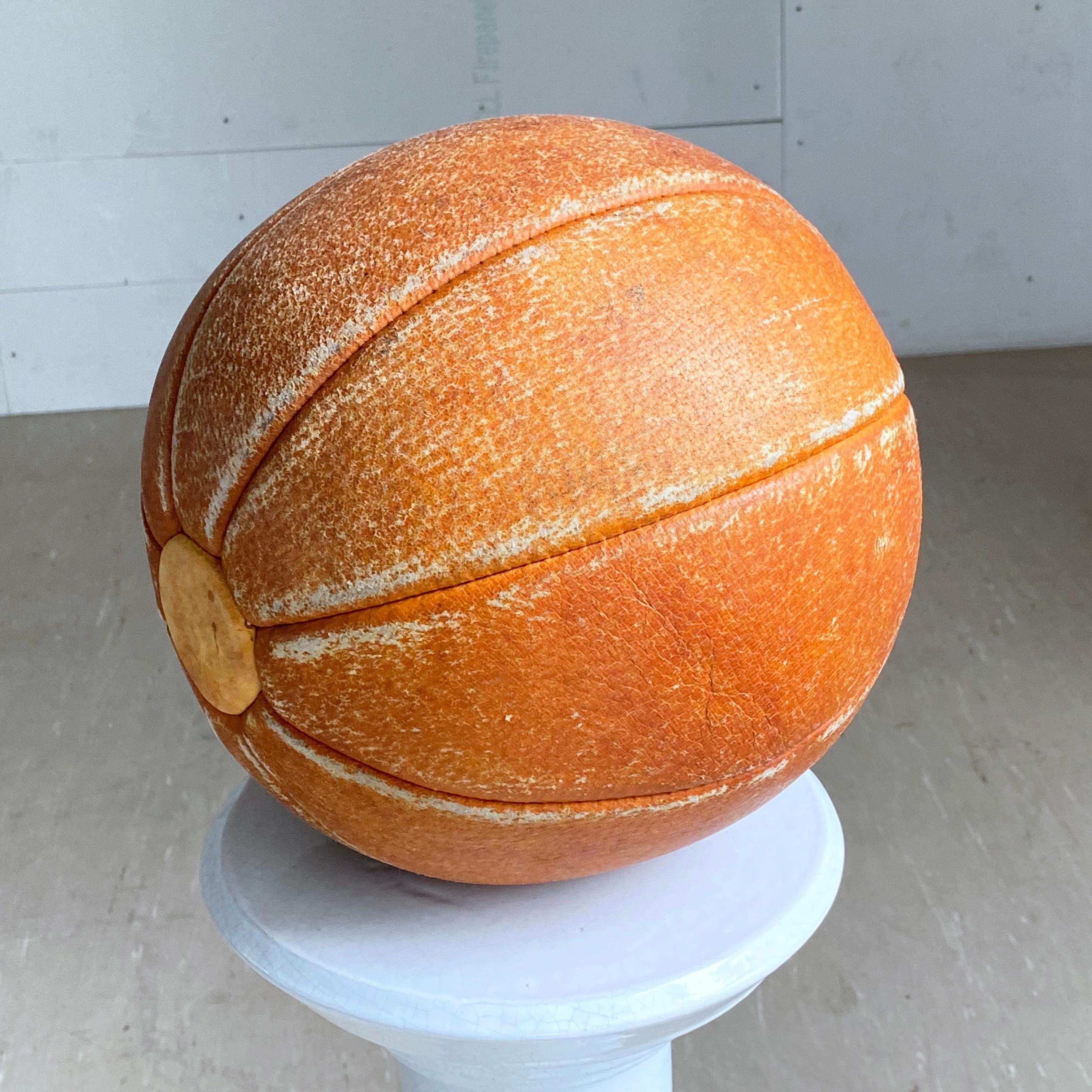 Vintage Swiss Mid Century Leather Medicine Ball (No.2) For Sale 5