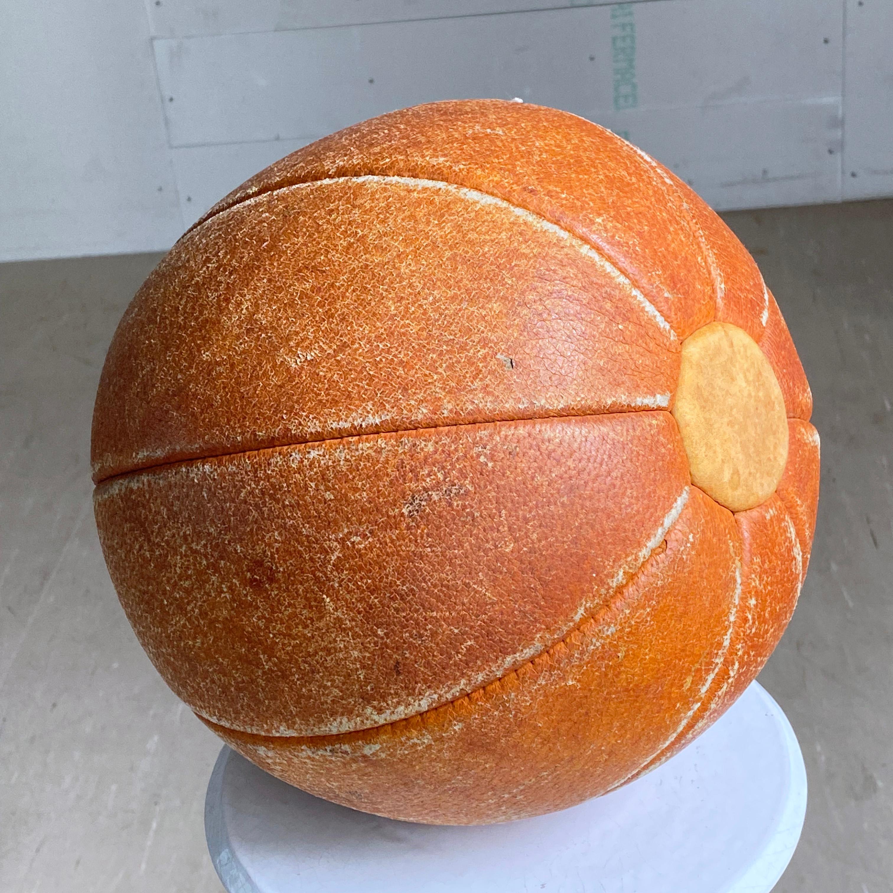 Industrial Vintage Swiss Mid Century Leather Medicine Ball (No.2) For Sale