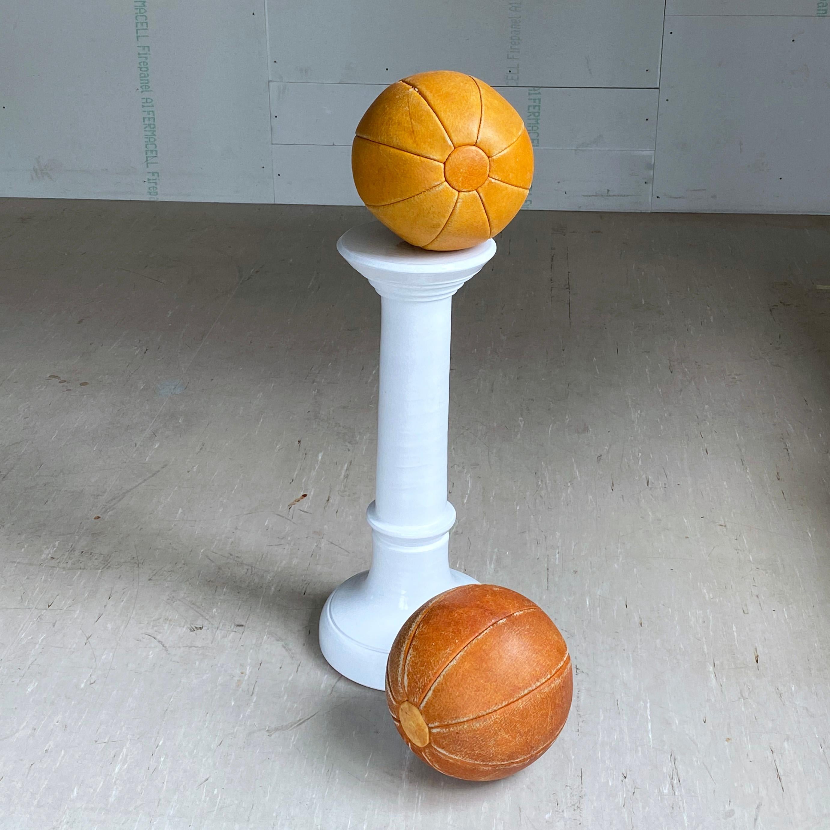 20th Century Vintage Swiss Mid Century Leather Medicine Ball (No.2) For Sale