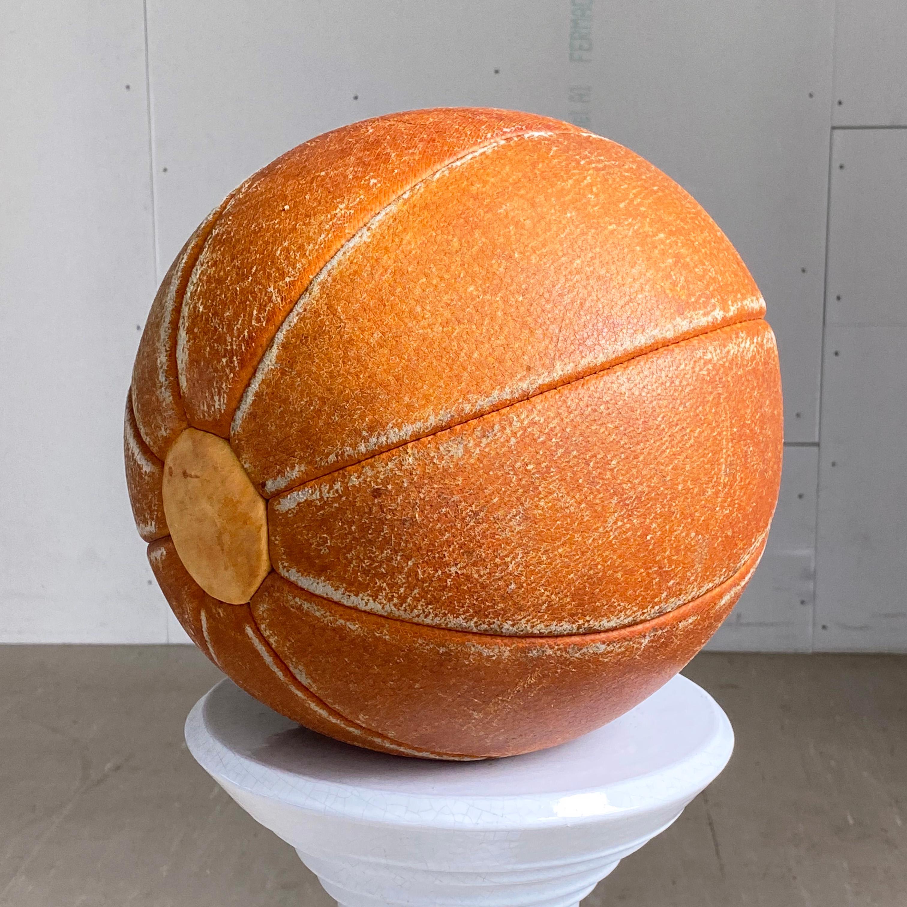 Vintage Swiss Mid Century Leather Medicine Ball (No.2) For Sale 2