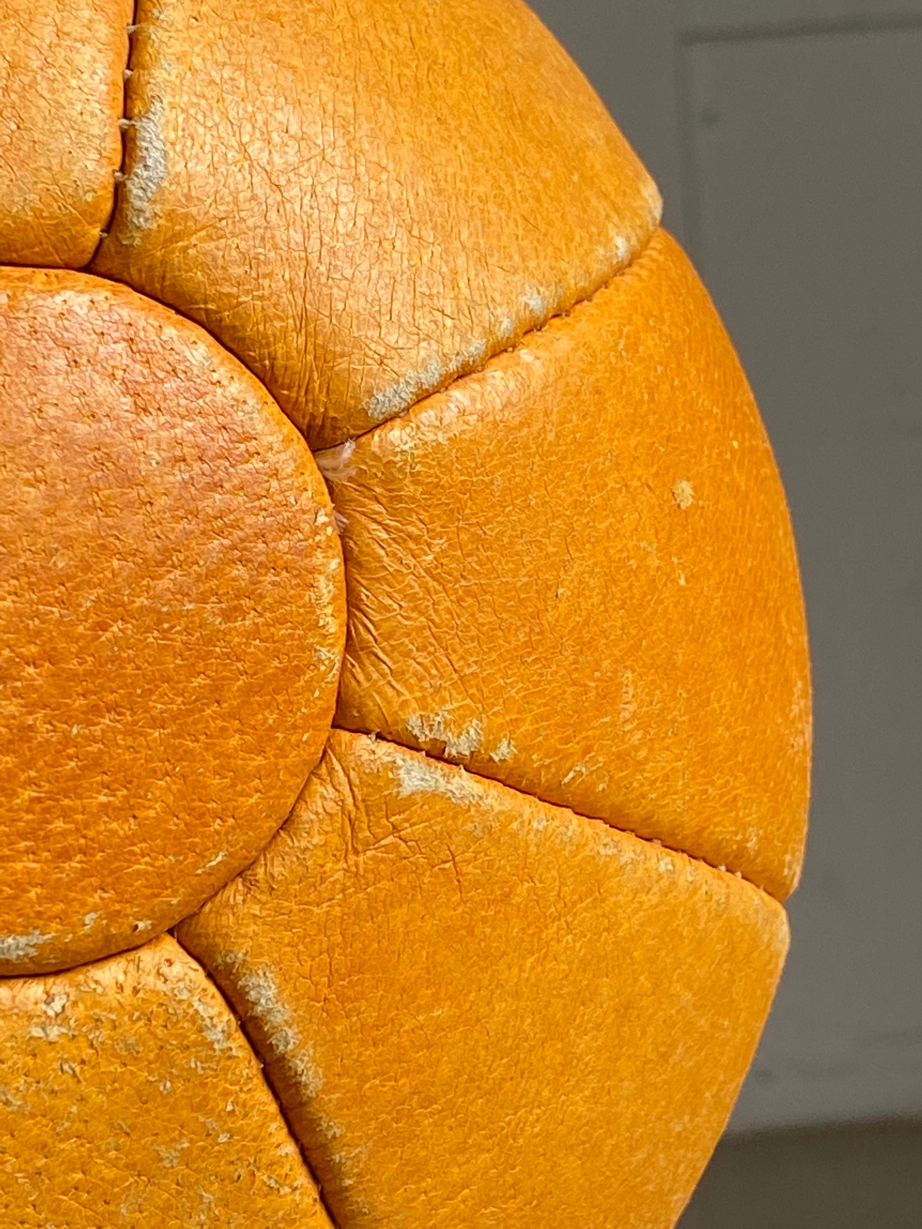 Vintage Swiss Patinated Leather Medicine Ball For Sale 6