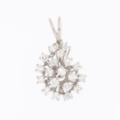 Vintage Swiss White Gold Snail Shell Design Pendant with Diamonds