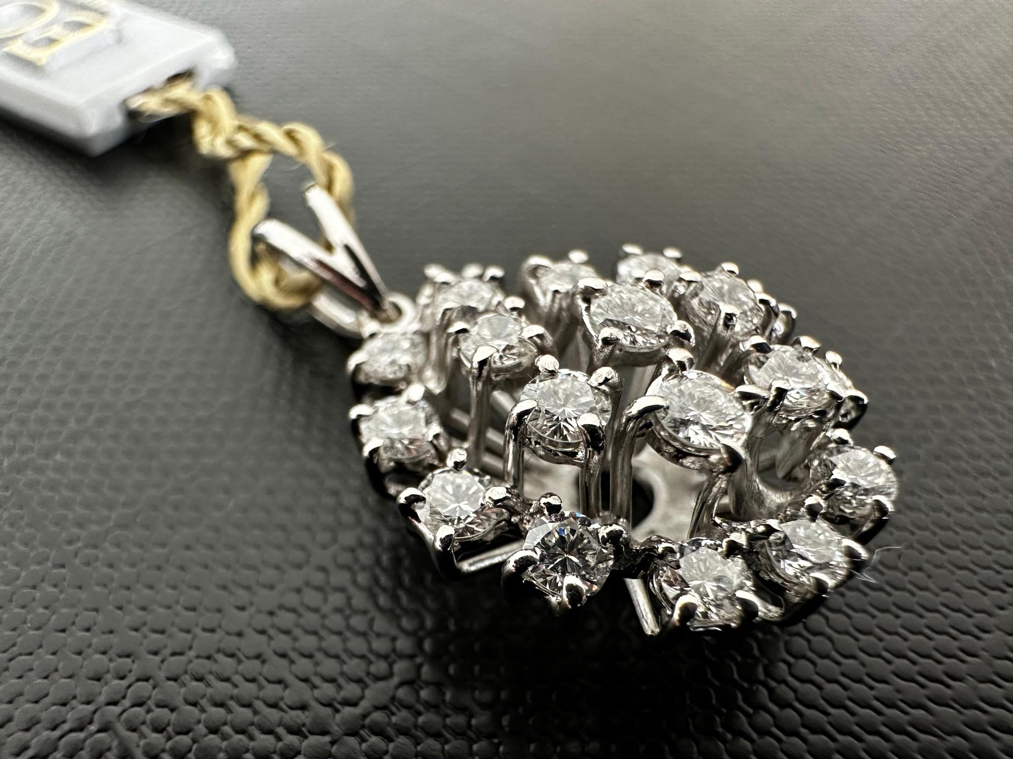 Women's or Men's Vintage Swiss White Gold Snail Shell Design Pendant with Diamonds For Sale