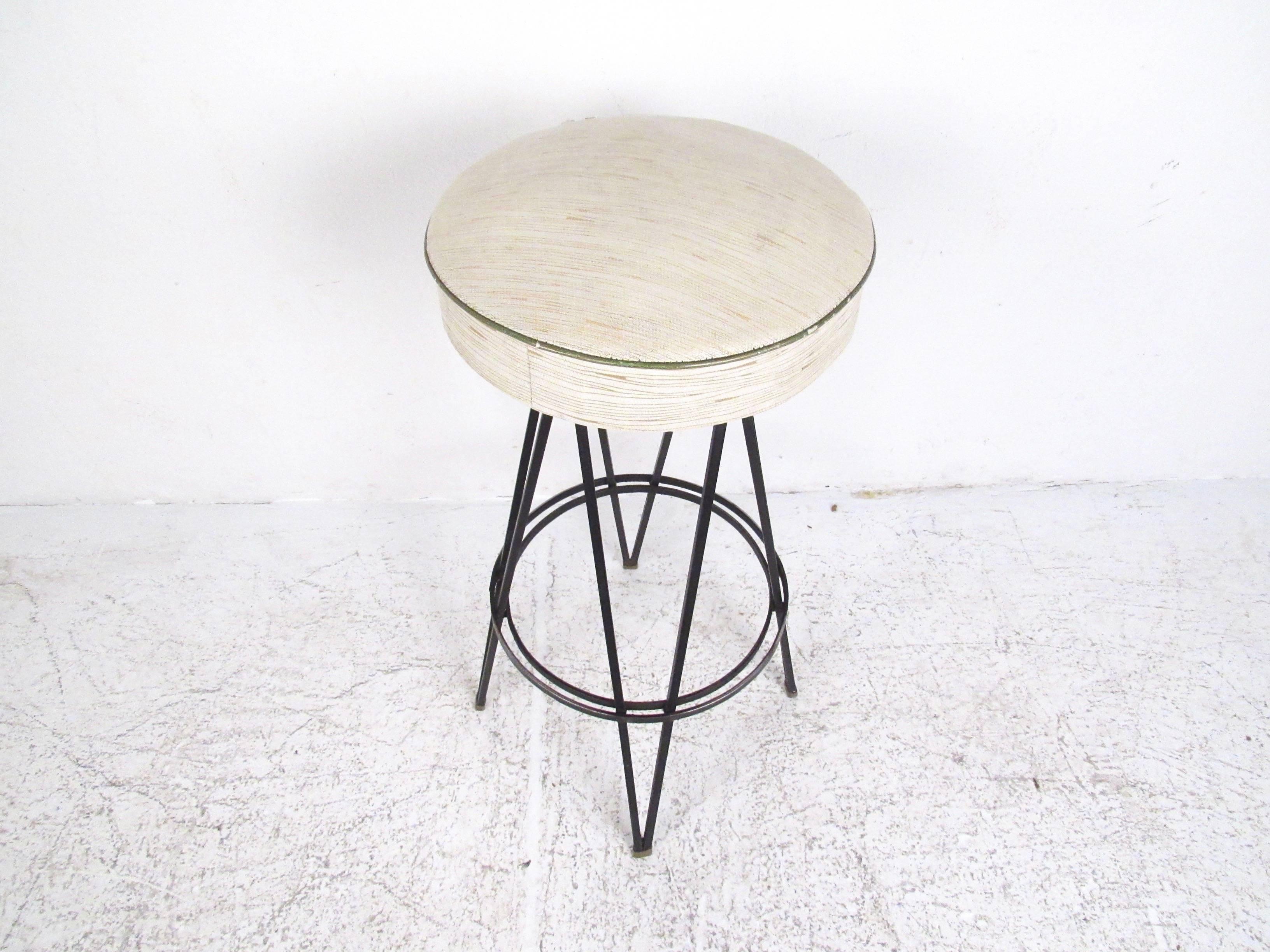 Mid-Century Modern Vintage Swivel Bar Stools with Hairpin Legs after Frederick Weinberg
