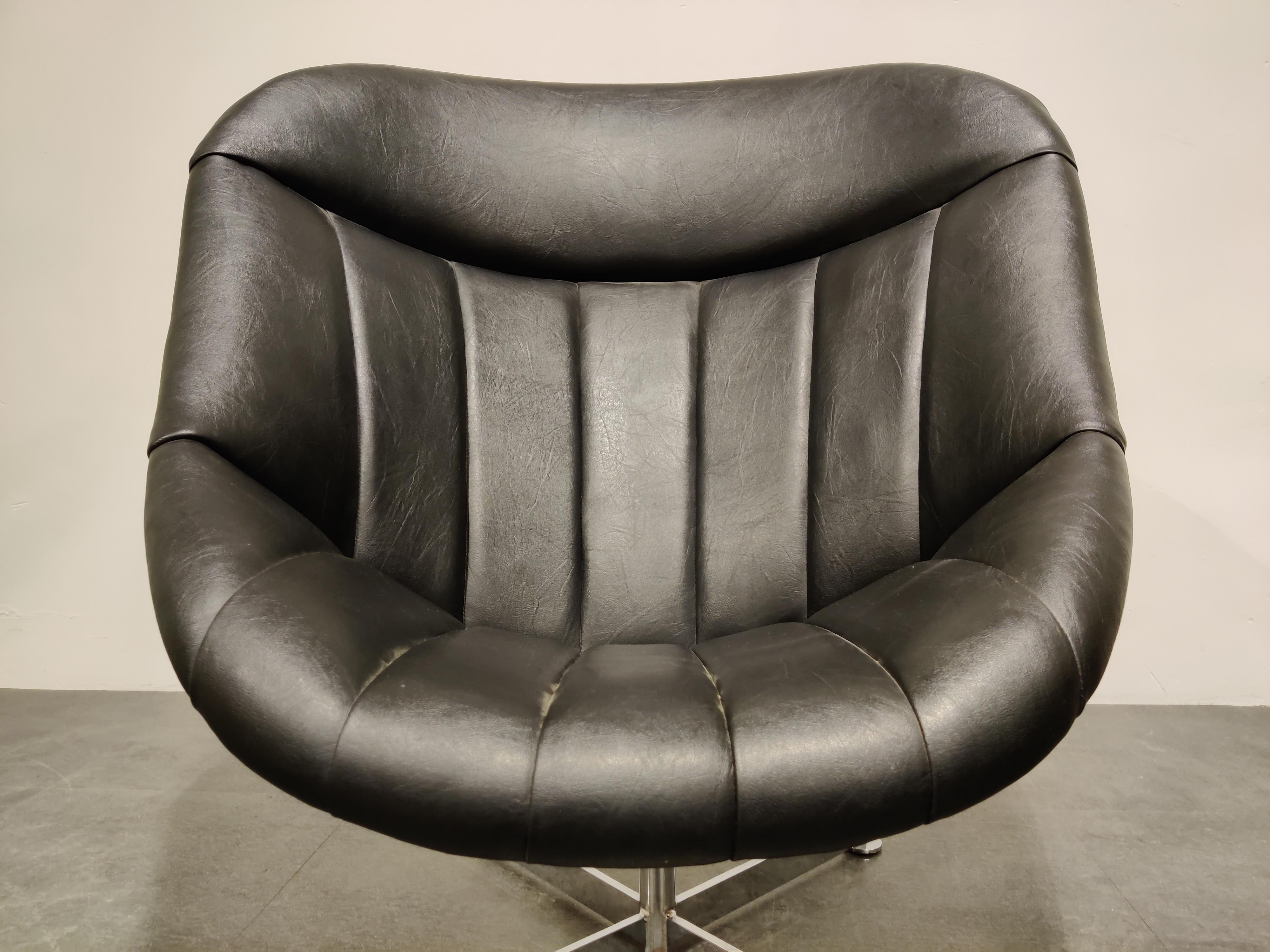 Vintage Swivel Chair by Rudolf Wolf for Rohé Noordwolde, 1960s For Sale 1