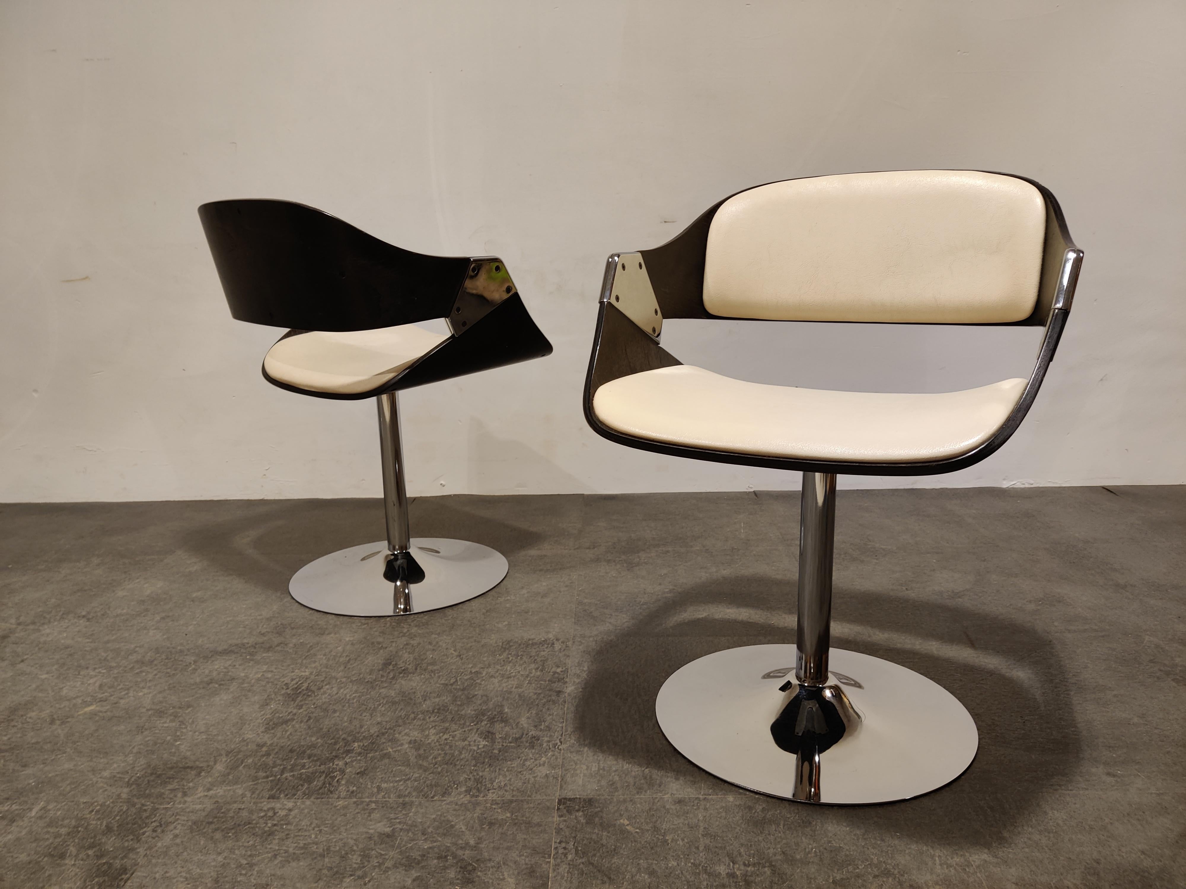 Faux Leather Vintage Swivel Chairs by Rudi Verelst, 1970s
