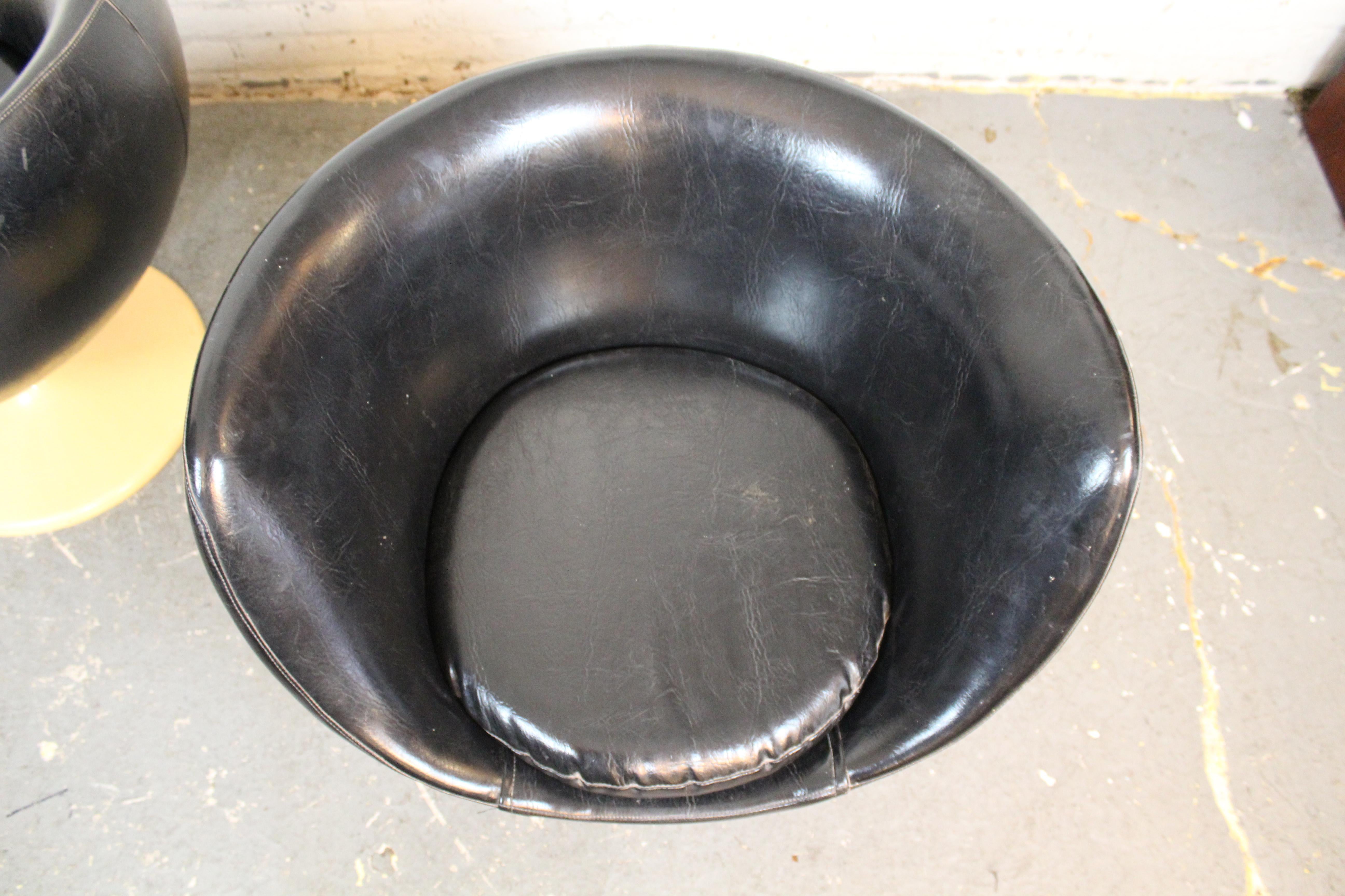 Faux Leather Vintage Swivel Pod Chairs by Joe Colombo for Lusch Erzeugnis Germany For Sale