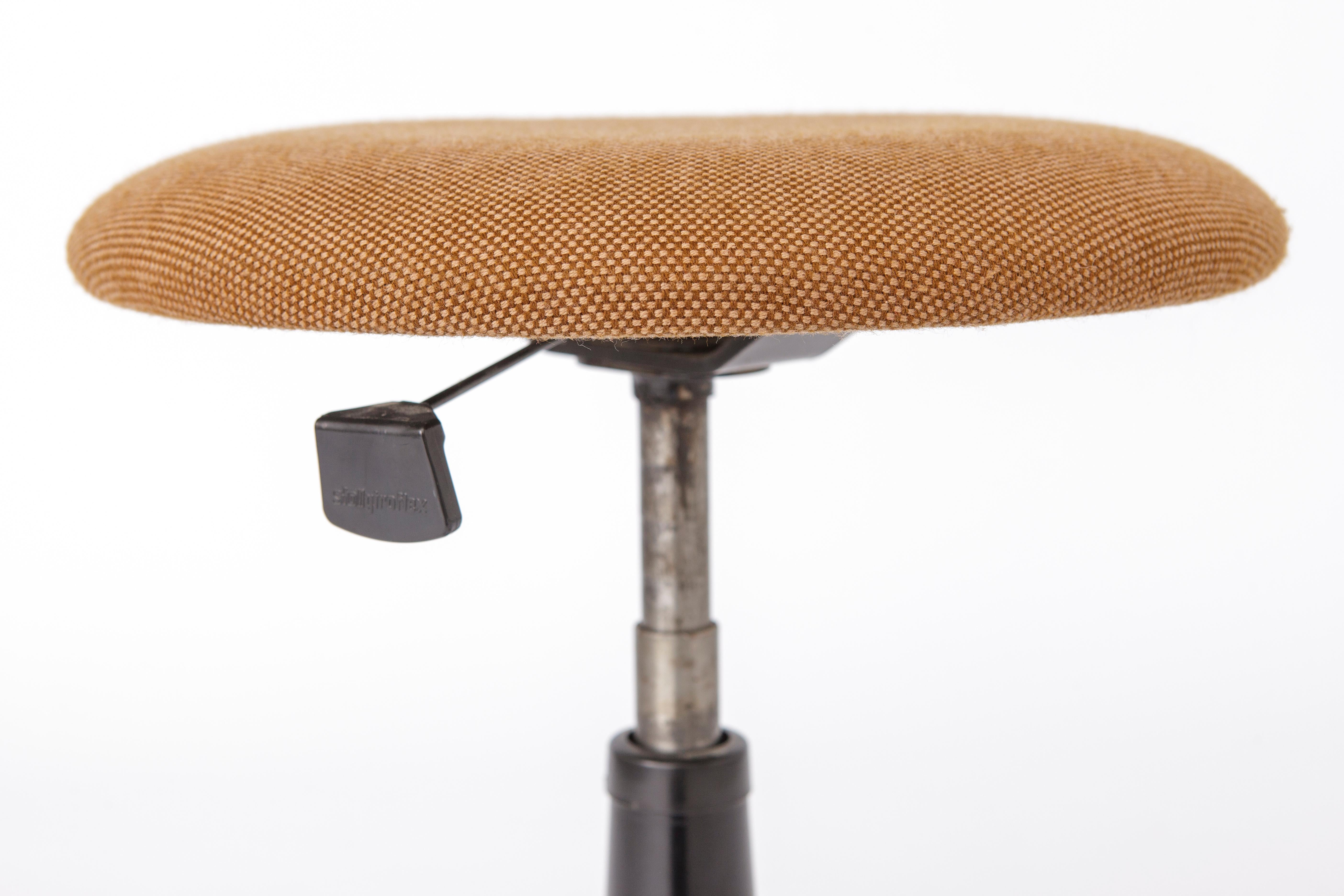 Mid-Century Modern Vintage Swivel Stool Industry/ Office 1960s Martin Stoll GmbH Germany For Sale