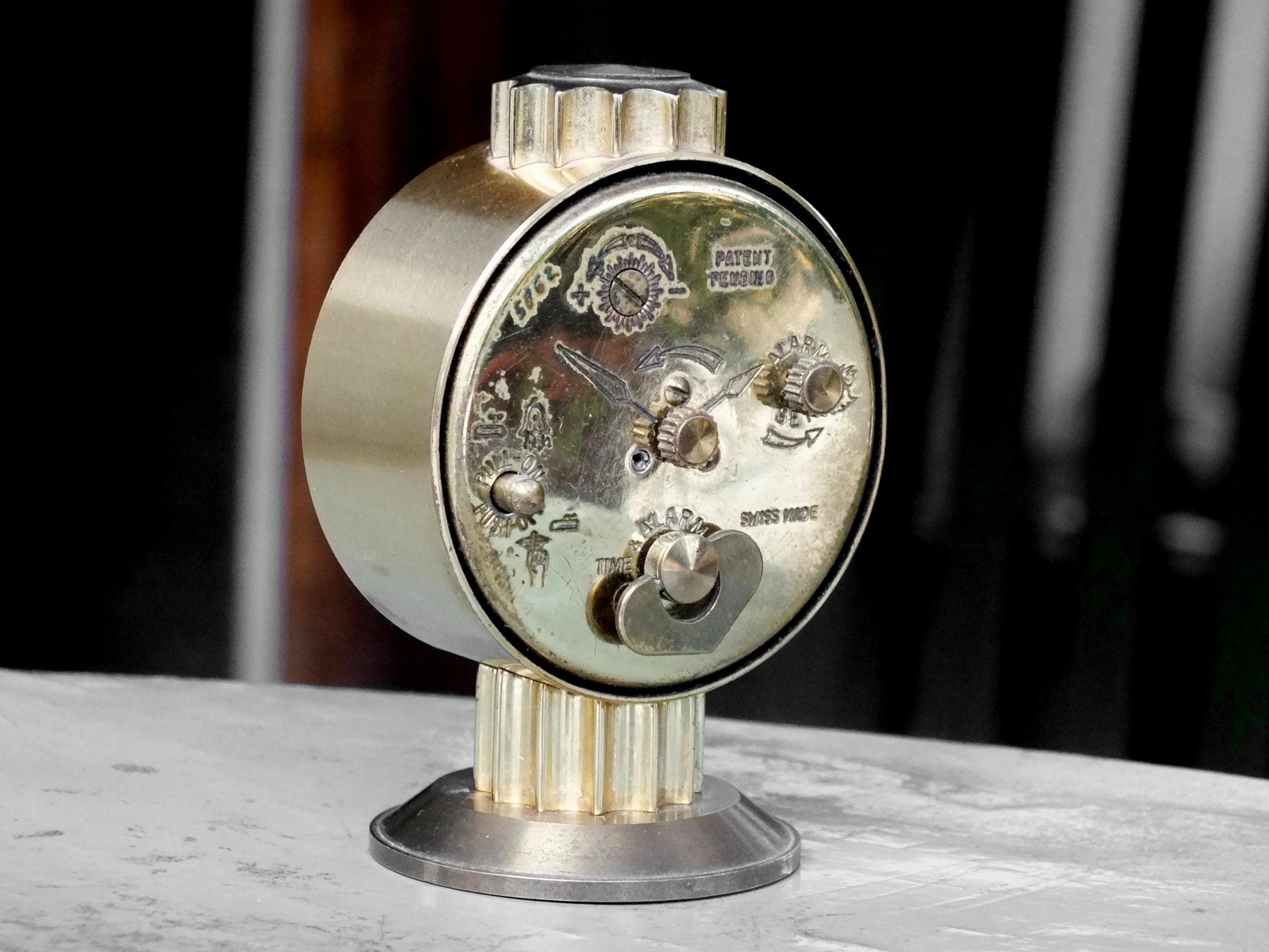 Modern Vintage Swiza 8 Days Alarm Clock Swiss For Sale