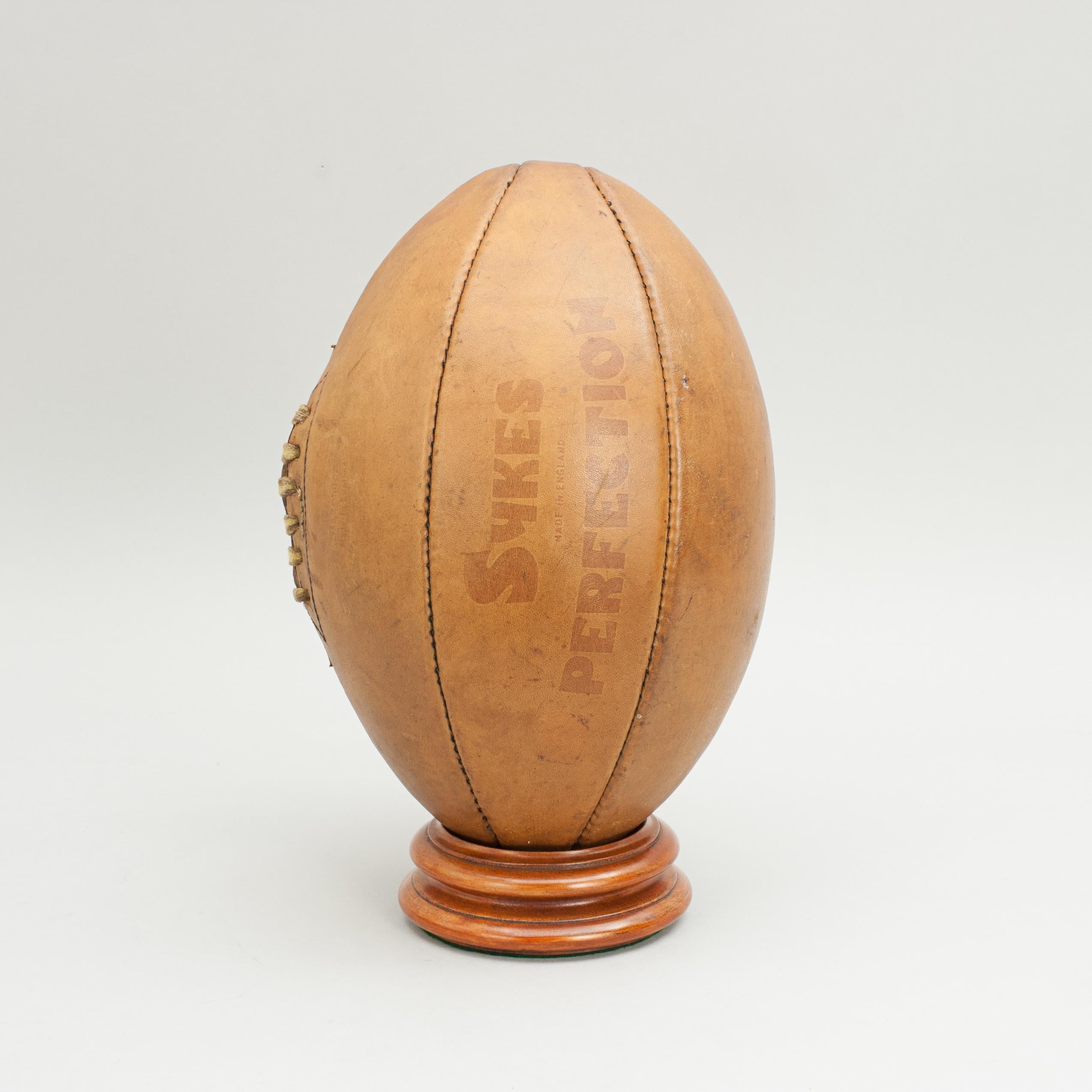 Vintage Sykes Rugby Ball, Perfection in Leather In Good Condition In Oxfordshire, GB