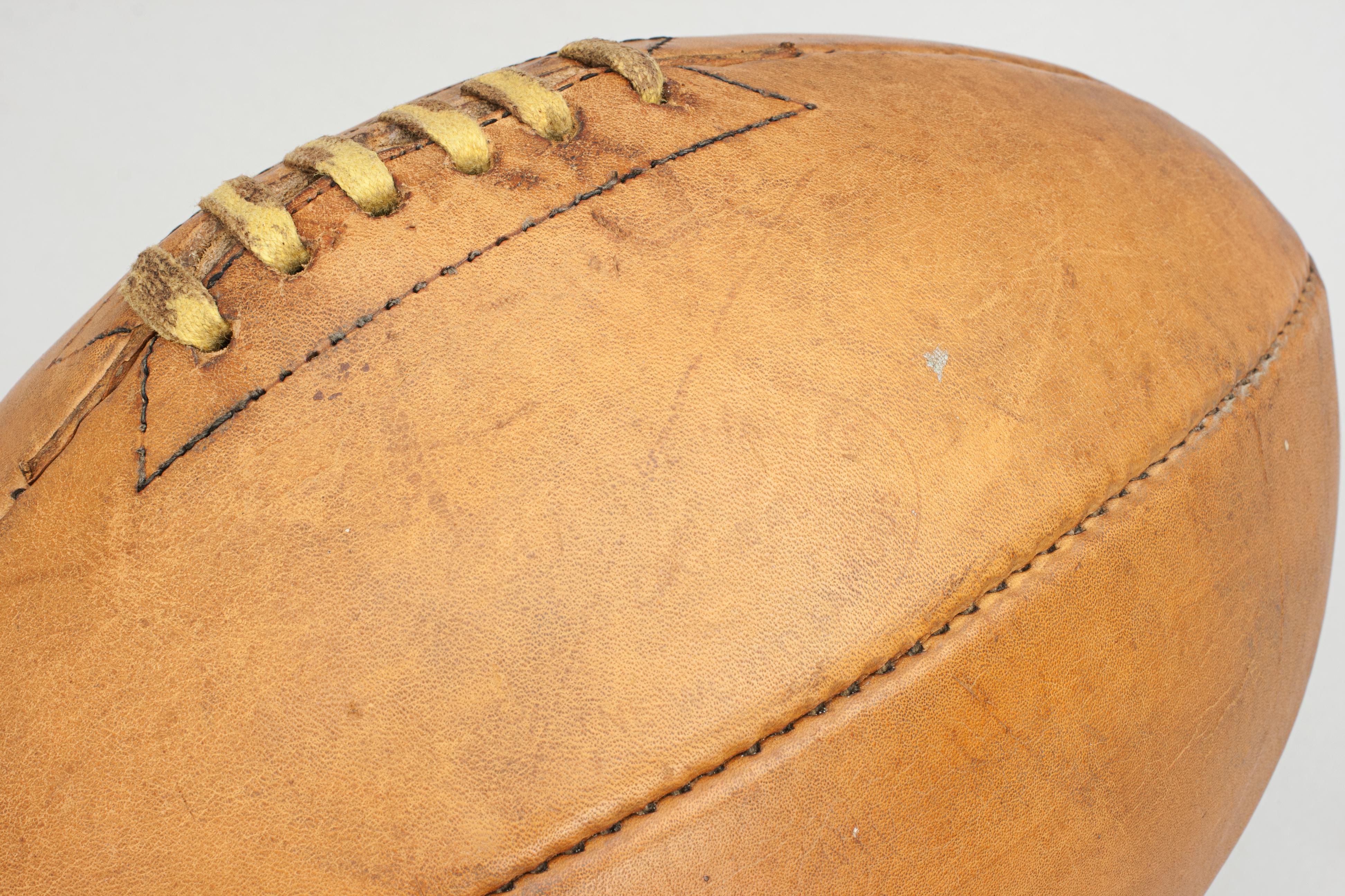 Mid-20th Century Vintage Sykes Rugby Ball, Perfection in Leather