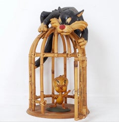 Vintage Sylvester & Tweety Looney Tunes Bird Cage