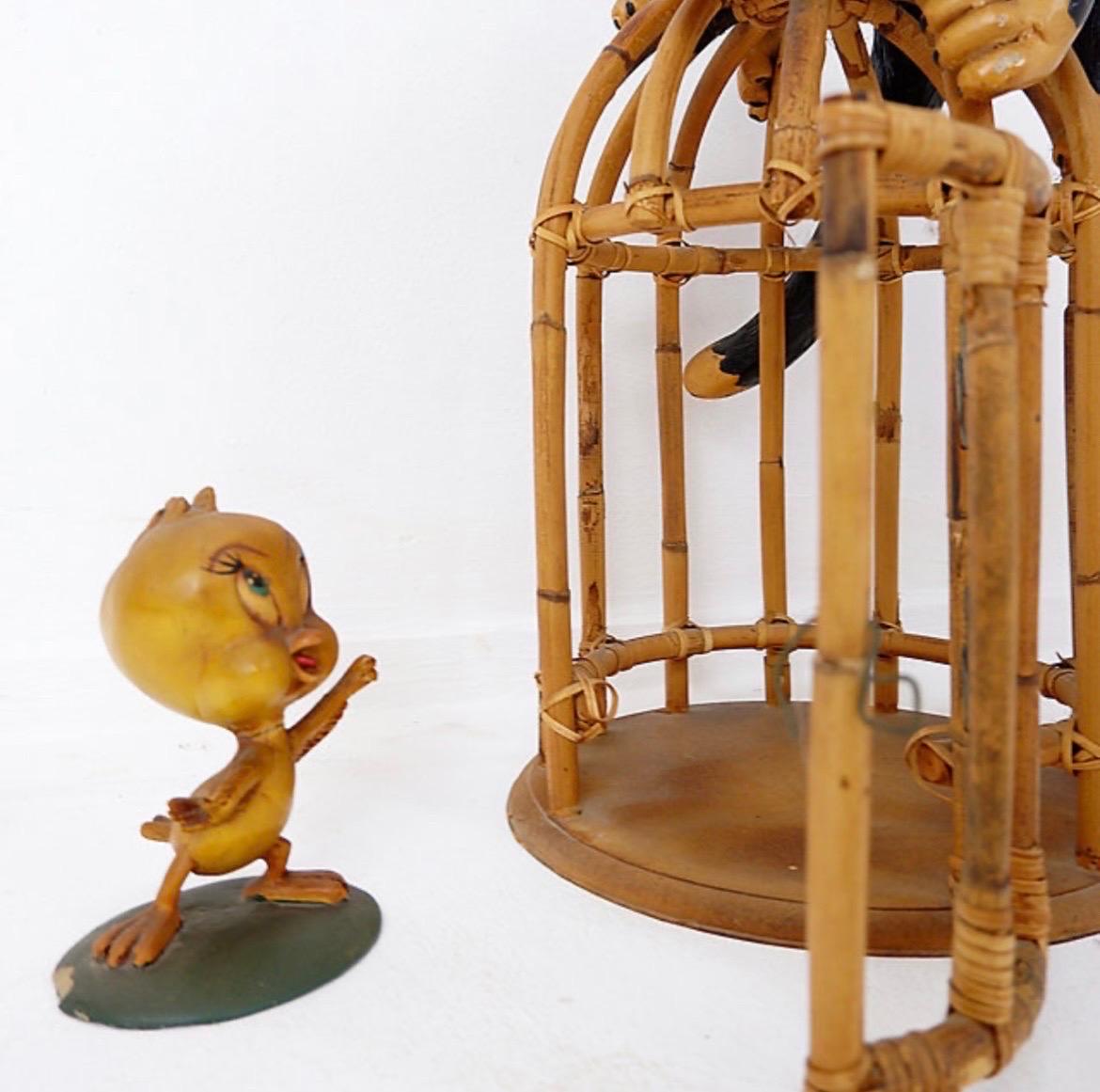 Vintage Sylvester & Tweety Looney Tunes Bird Cage 1