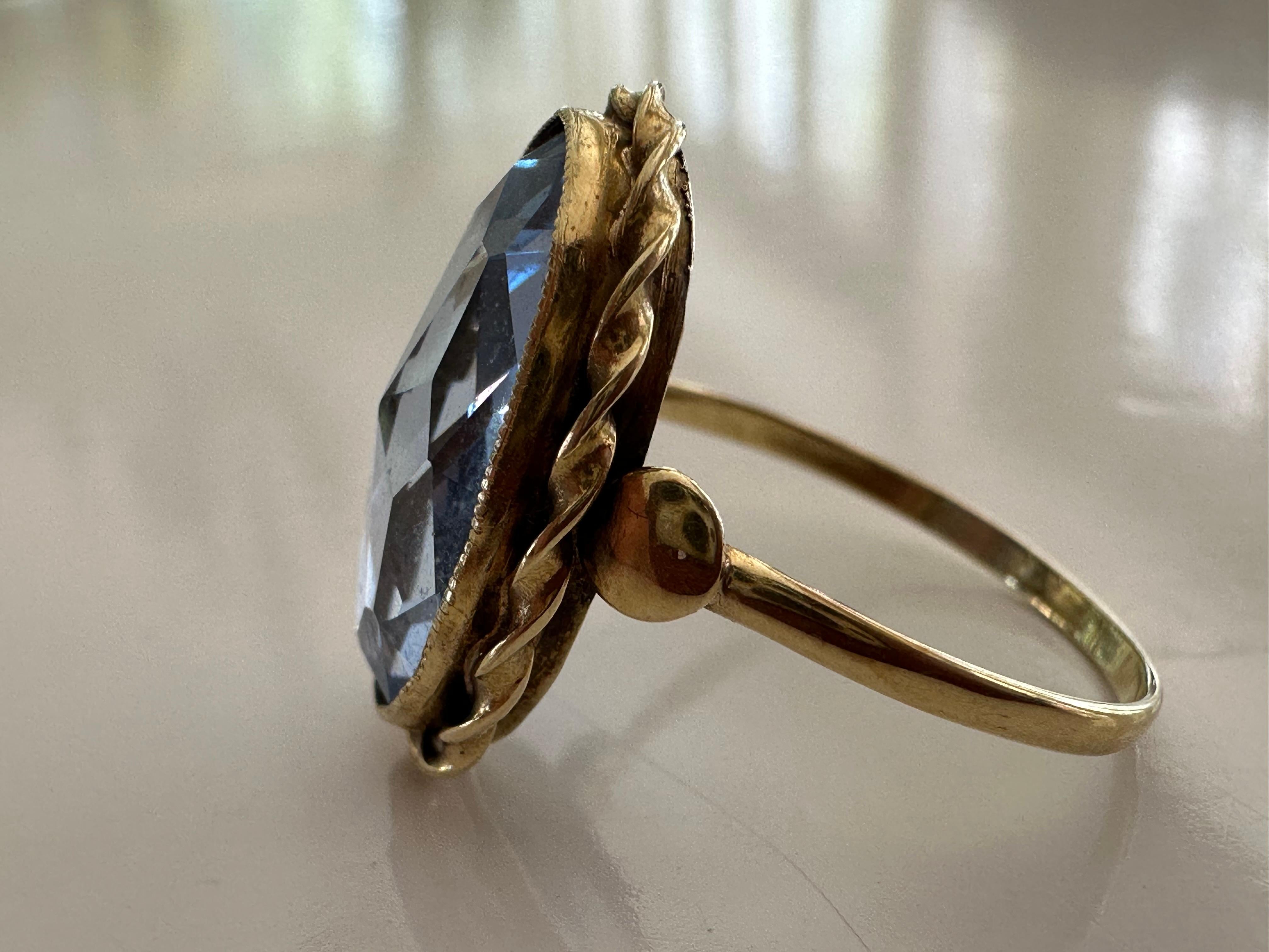 Vintage Synthetic Light Blue Spinel Cocktail Ring In Good Condition For Sale In Denver, CO
