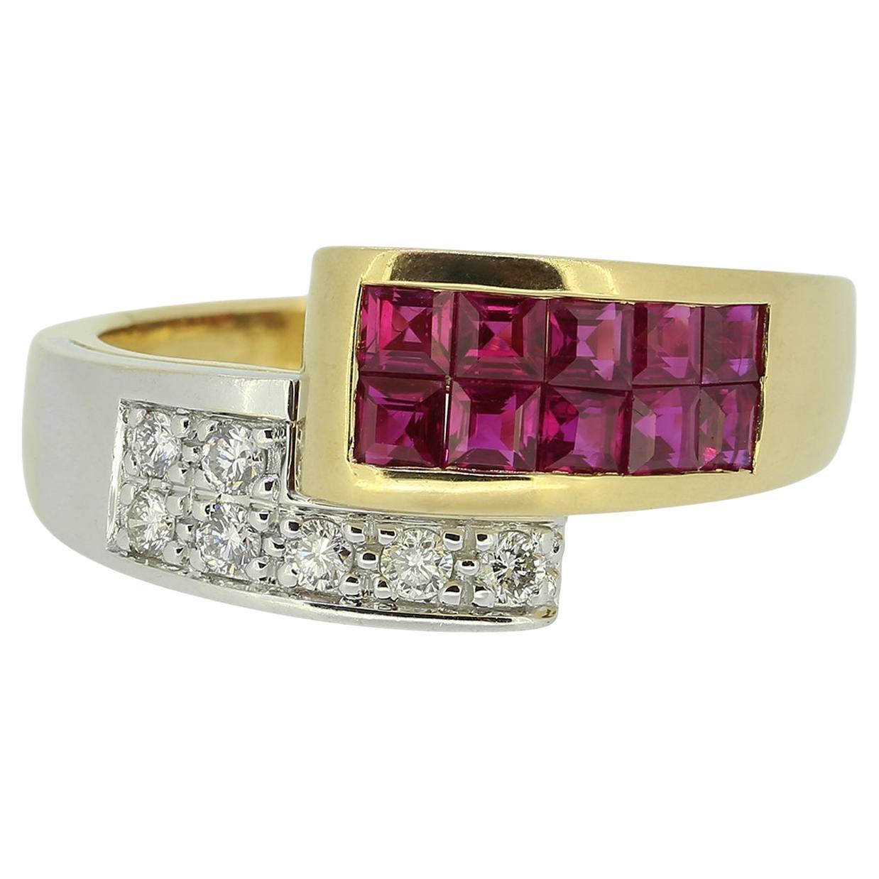 Vintage Synthetic Ruby and Diamond Ring For Sale