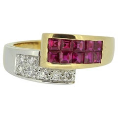 Used Synthetic Ruby and Diamond Ring