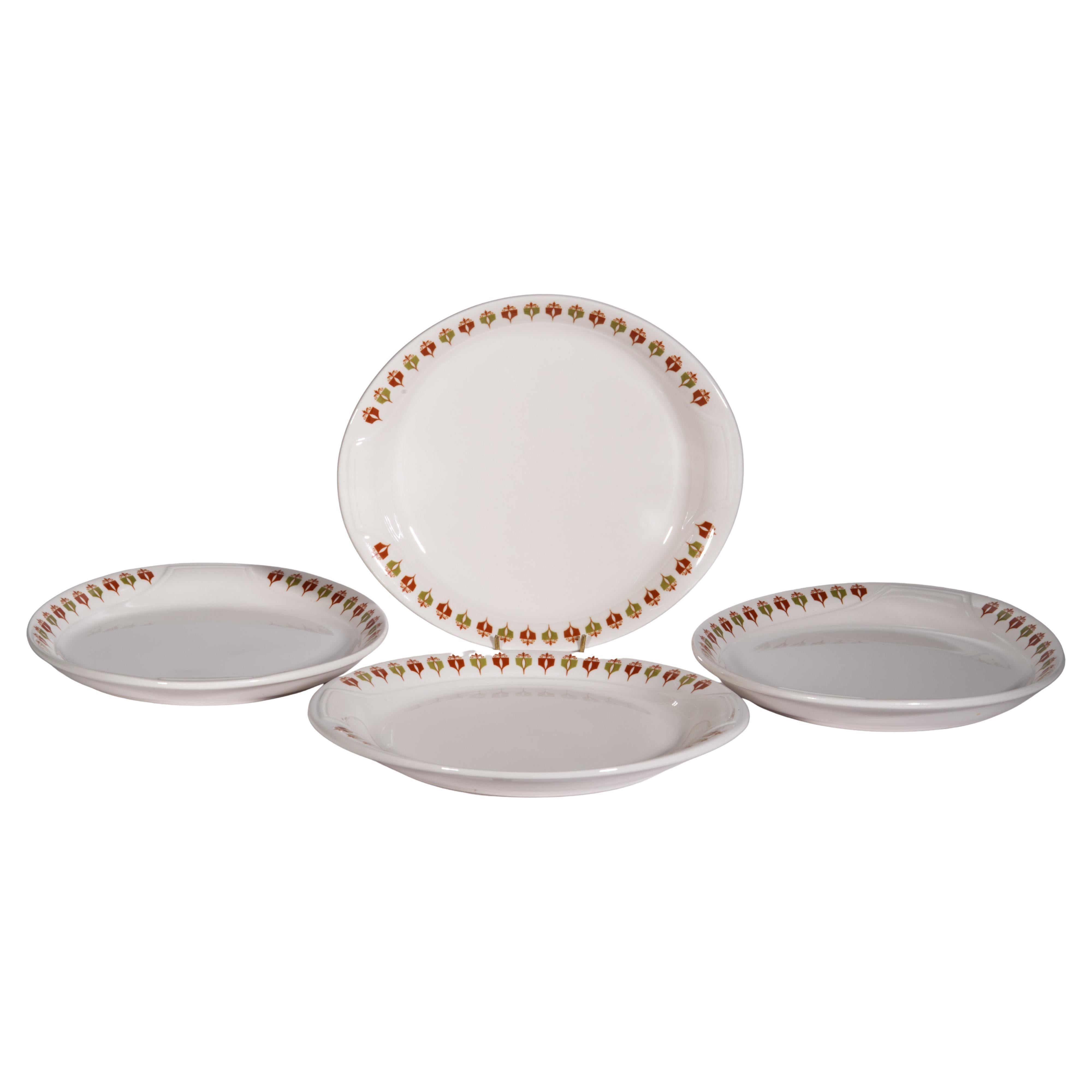 Vintage Syracuse Syralite Captains Table Set of 4 Oval Plates Restaurant Ware