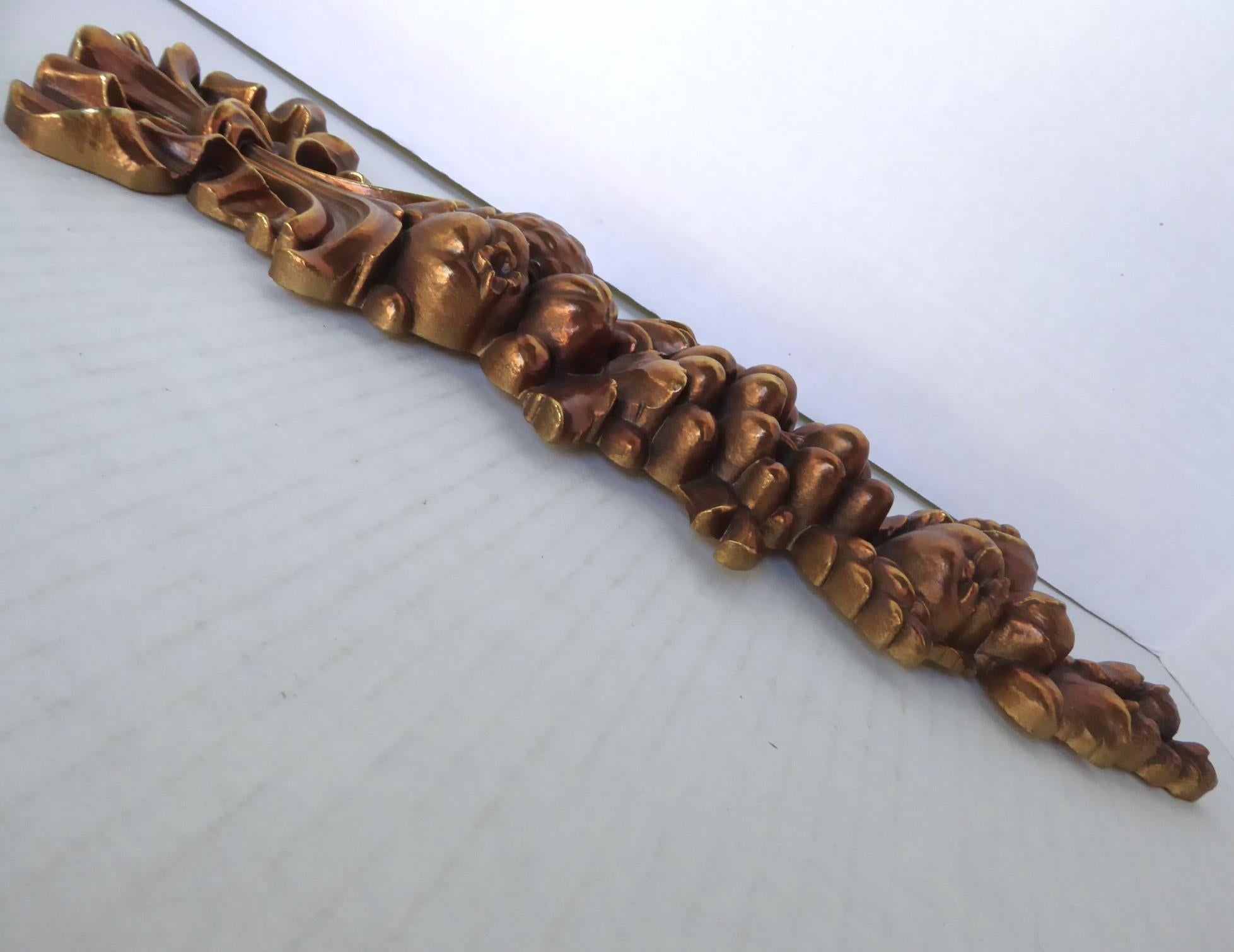 Paar Hollywood Regency Goldene Obstswag-Wandschmuck-Wandschmuck aus Syroco-Holz, 60er Jahre, Vintage (amerikanisch) im Angebot