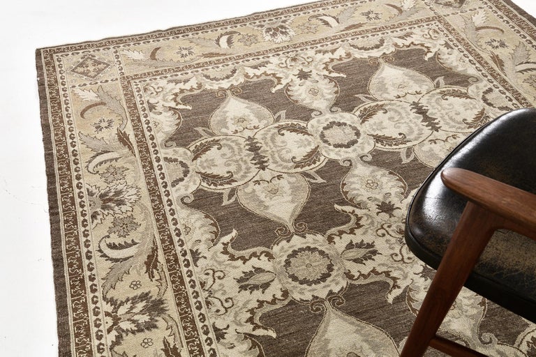 Revival Ivory Rug Vintage Sytle Arts and Crafts Revival D5265 For Sale at 1stDibs