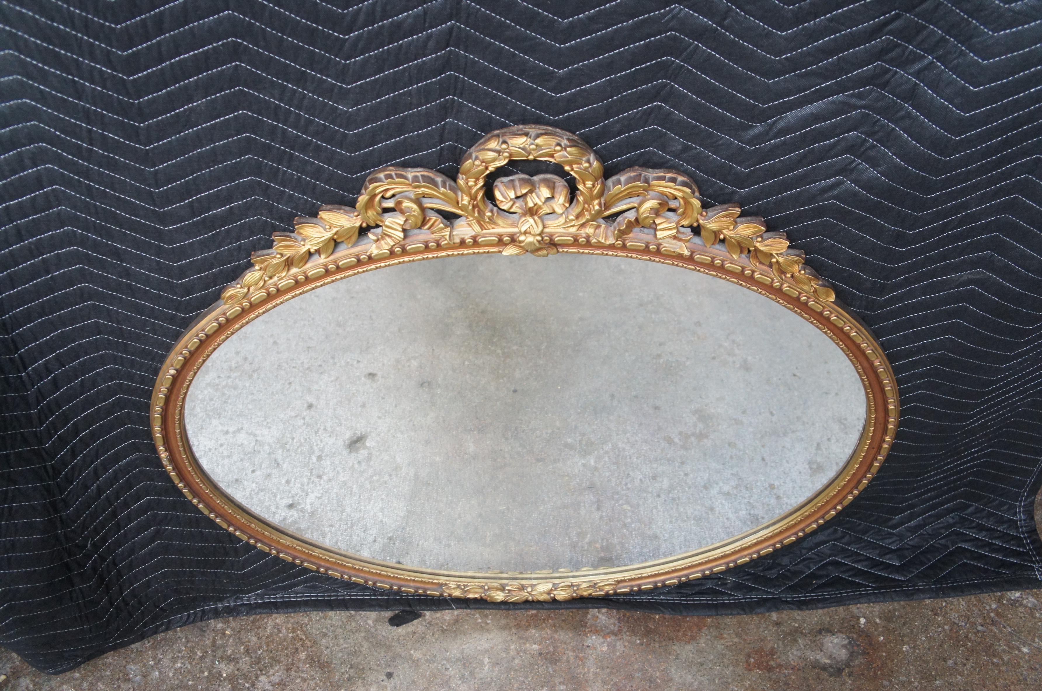 Vintage T. Eaton Company Parcel Gilt Oval French Neoclassical Hanging Mirror 36