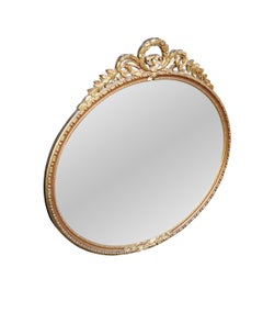 Vintage T. Eaton Company Parcel Gilt Oval French Neoclassical Hanging Mirror 36"