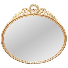 Vintage T. Eaton Company Parcel Gilt Oval French Neoclassical Hanging Mirror 36"