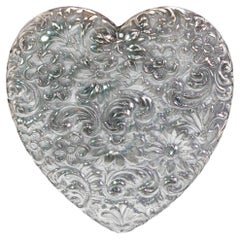 Vintage T Foree Hunsicker Sterling Silver Large Floral Heart Pendant RARE