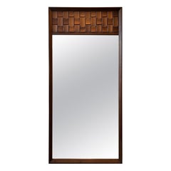 Specchio da parete in stile brutalista vintage Tabago Furniture in noce