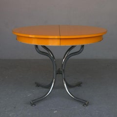 Vintage Table 1970 Chrome Metal and Orange Top