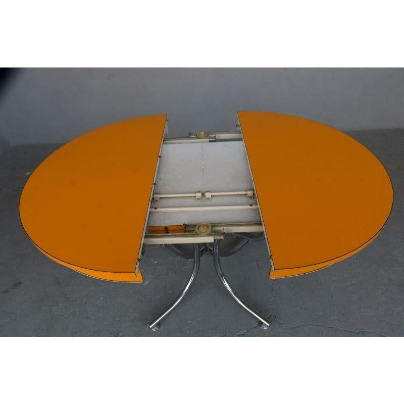 20th Century Vintage Table 1970 Chrome Metal and Orange Top For Sale