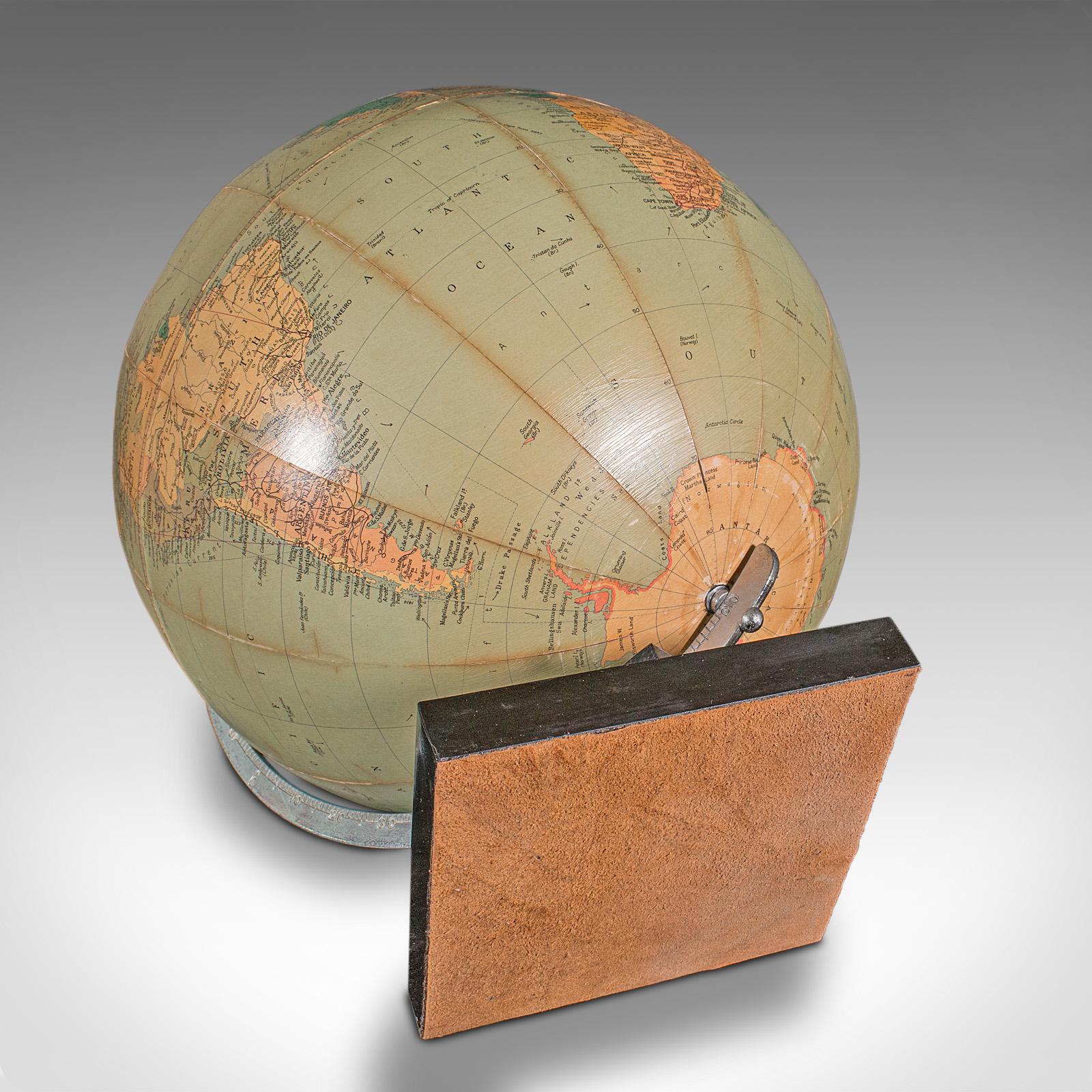 Vintage Table Globe, English, World Map, 13.5 Inch Diameter, Cartography, C.1960 For Sale 1