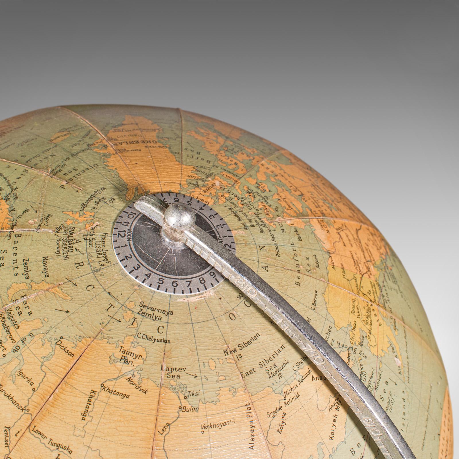 British Vintage Table Globe, English, World Map, 13.5 Inch Diameter, Cartography, C.1960 For Sale