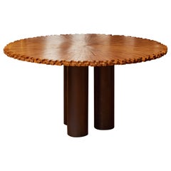 Table vintage en marqueterie de bois