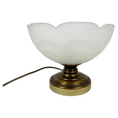 Lampe de bureau Art déco en laiton et verre dépoli par Deknudt, Belgique, années 70