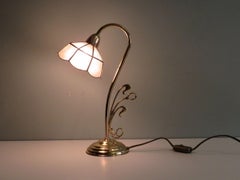 Vintage table lamp brass with shell shade, Massive Belgium 1970s