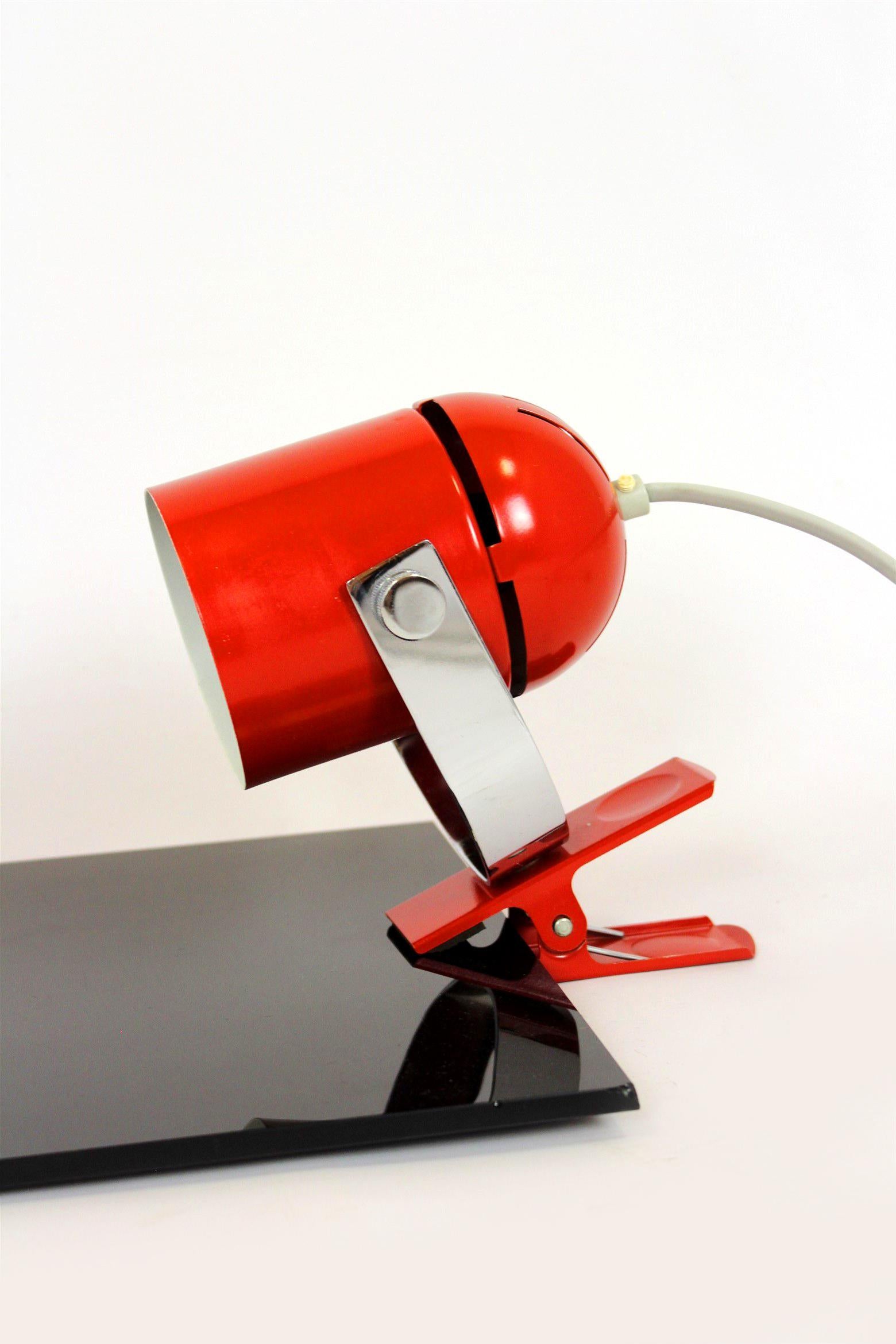 Vintage table lamp designed by Stanislav Indra and produced in the 1970s. Lamp is fully functional, has djustable lampshade.