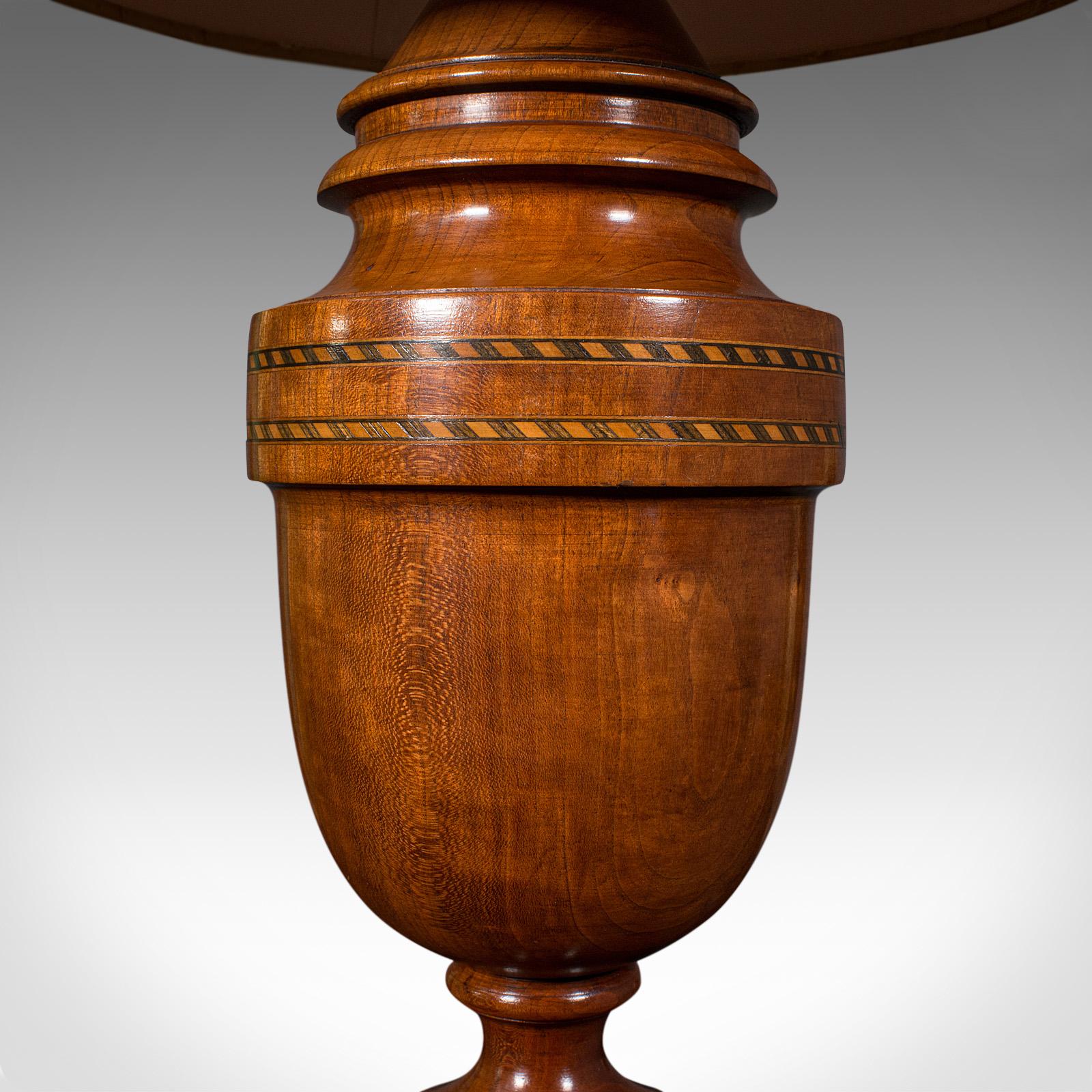Vintage Table Lamp, English, Turned Walnut, Boxwood, Side Light, Mid Century 4