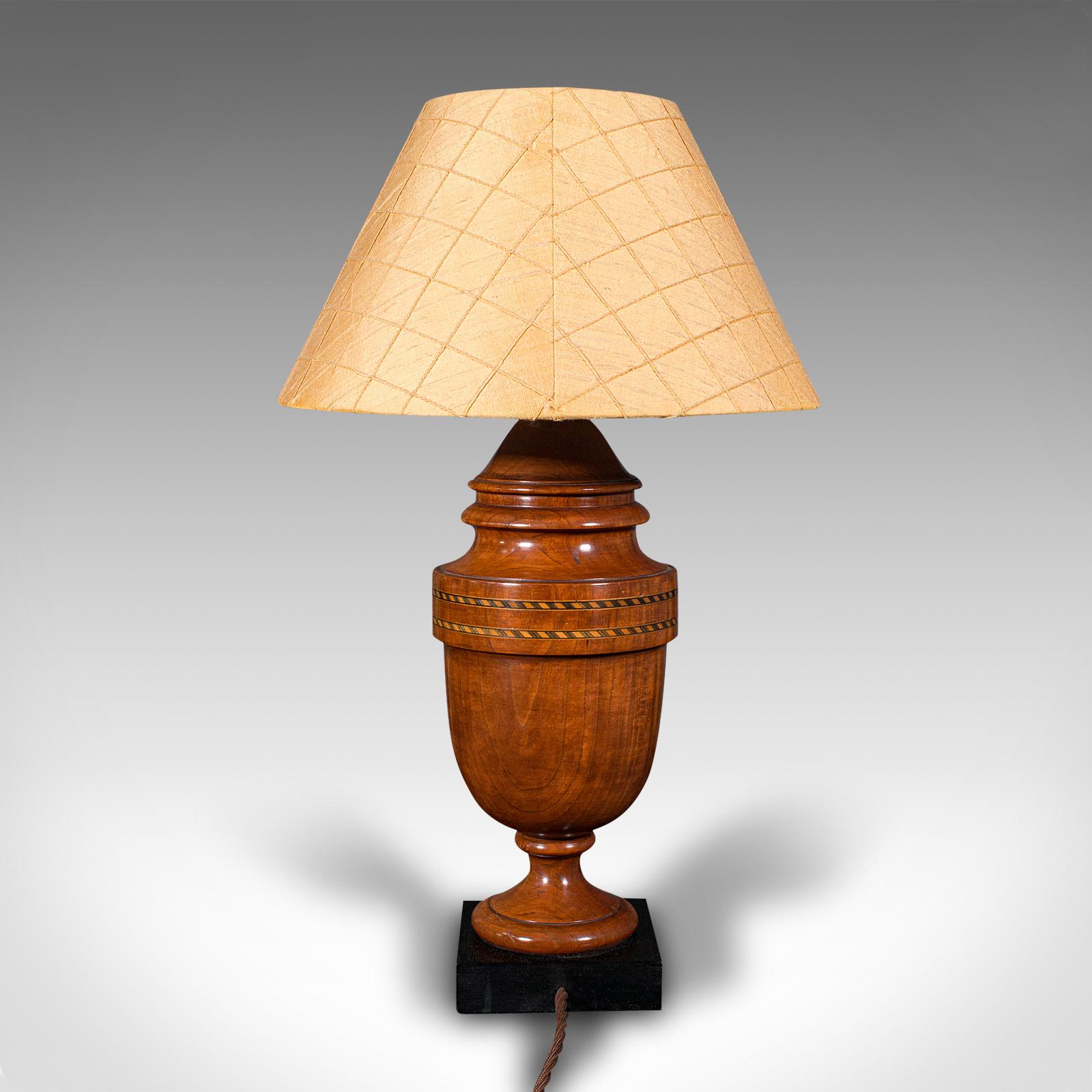 Vintage Table Lamp, English, Turned Walnut, Boxwood, Side Light, Mid Century In Good Condition In Hele, Devon, GB
