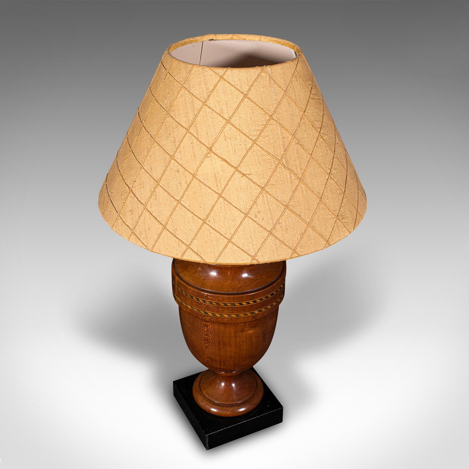 Vintage Table Lamp, English, Turned Walnut, Boxwood, Side Light, Mid Century 2