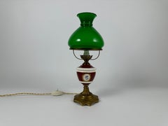 Vintage Table Lamp Farmhouse Green Shade Library Lighting